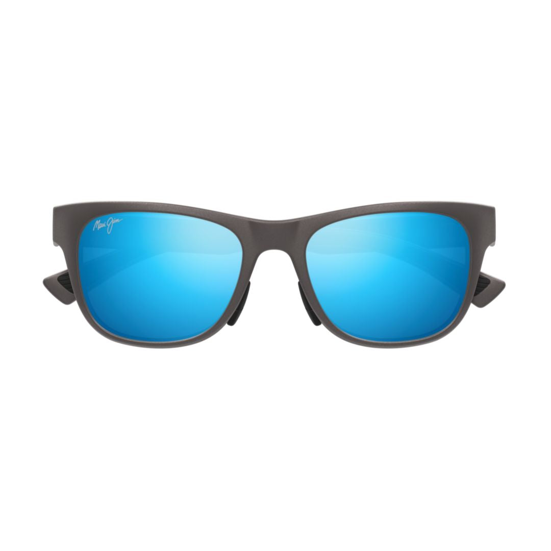 Kapeau Matte Black Rectangular Sunglasses with Reflective Blue Lenses
