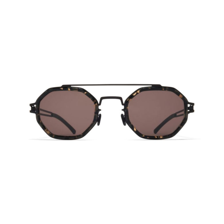 Octagonal Tortoiseshell Sunglasses With Openwork Temples