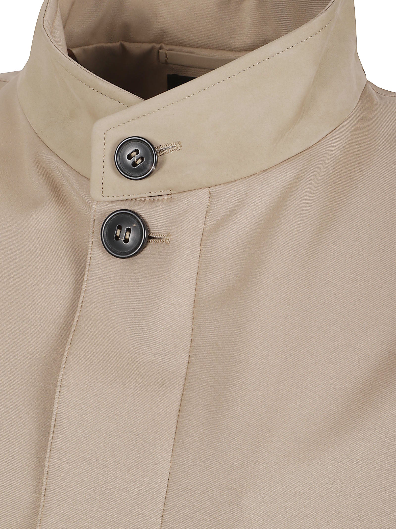 Sleeveless High Stand Collar Jacket with Button Closure
