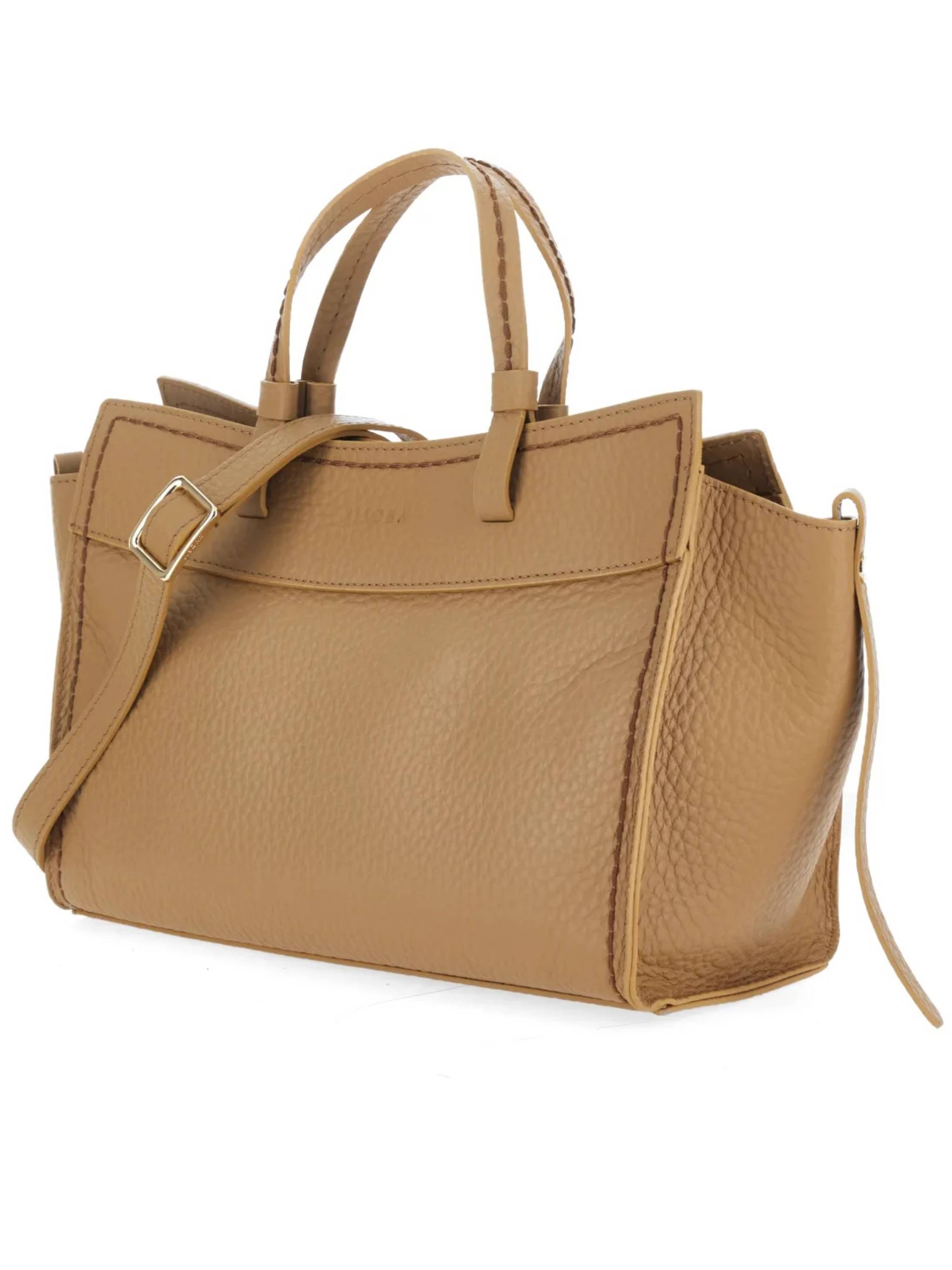 Brown Queen Rectangular Pebbled Leather Handbag