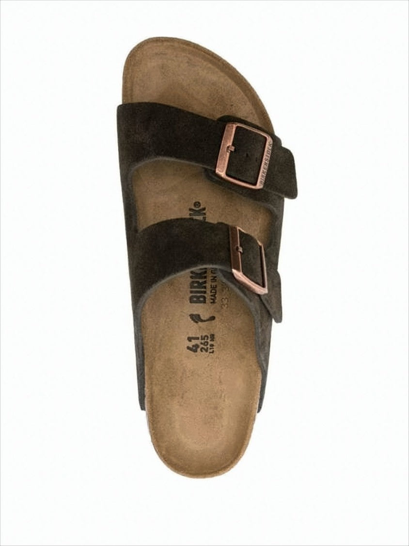 Brown Leather Mule Sandal with Adjustable Buckles