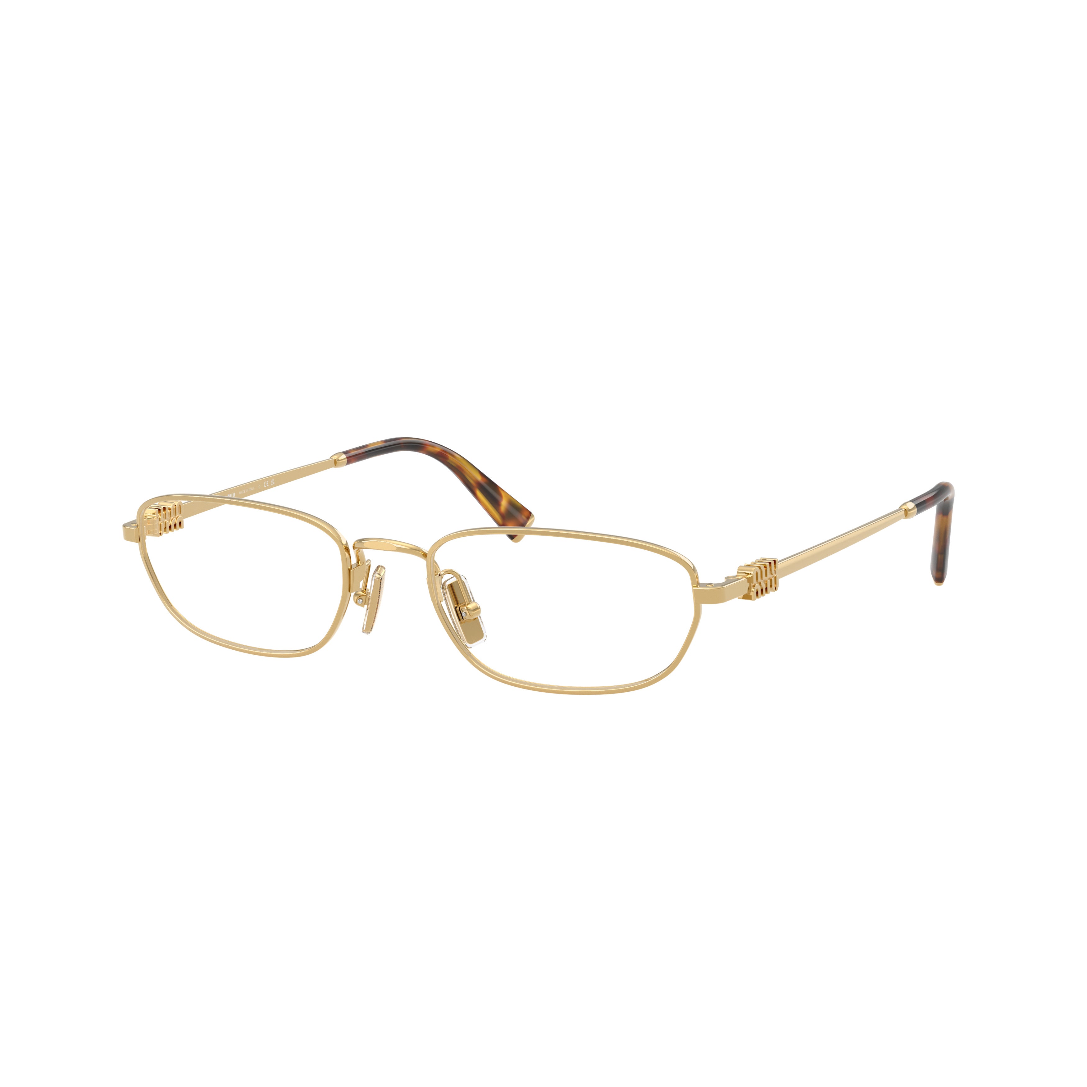 0mu 52zv Polished Gold Rectangular Metal Sunglasses