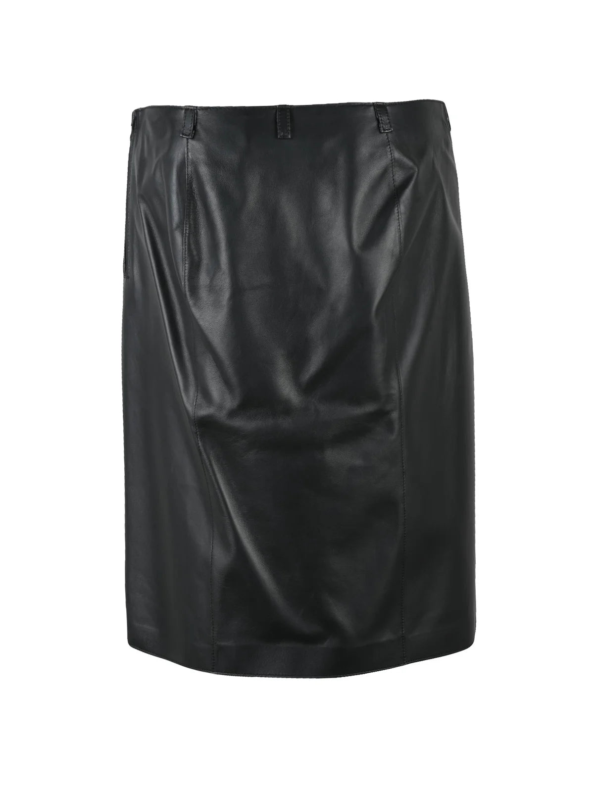 Black Leather Women Longuette Skirt