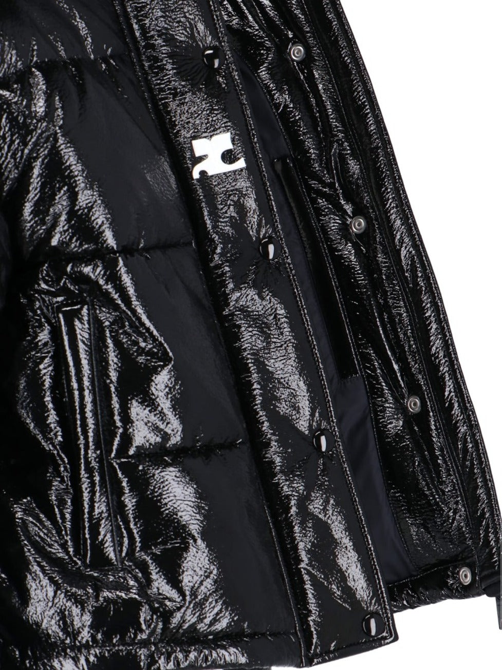 Crop Vinyl Puffer Jacket – Black