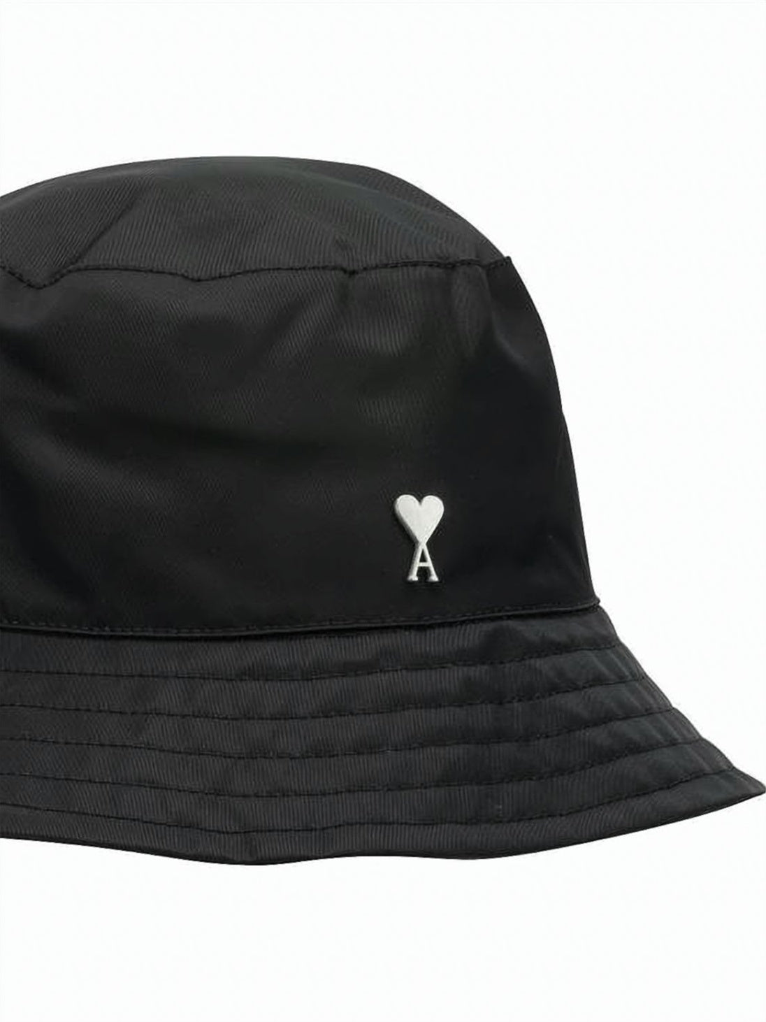Nylon Bucket Hat With Metallic Heart Emblem