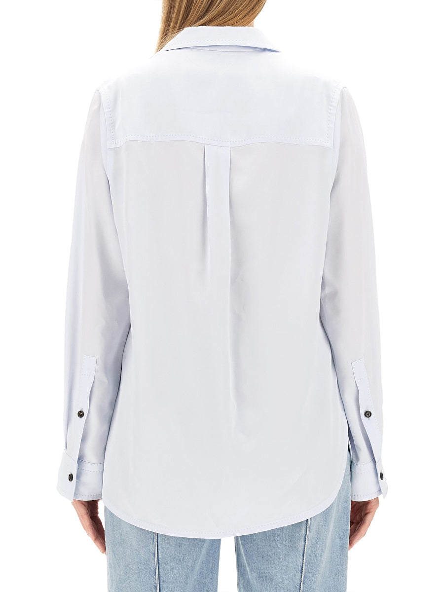 Twill Shirt with Classic Collar and Button-Down Front