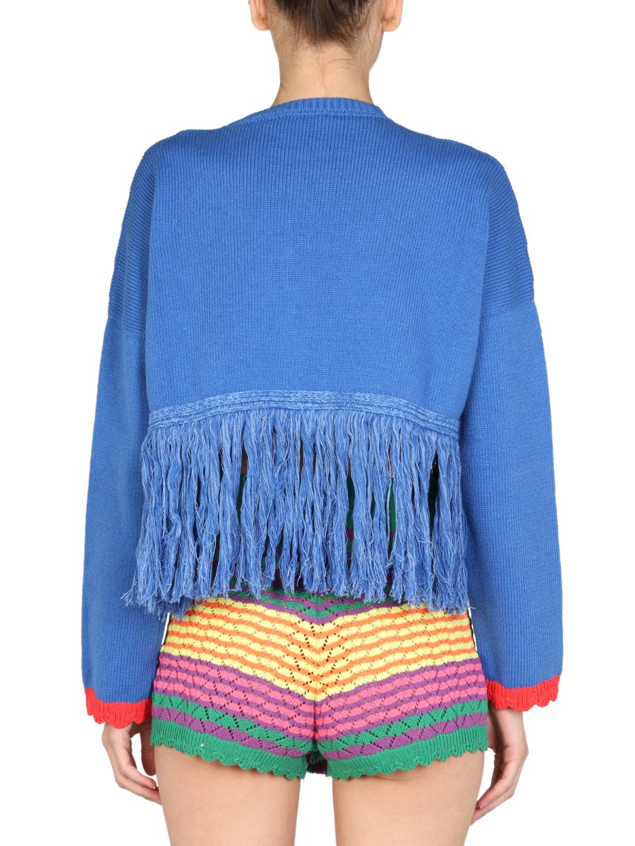 Fringe Detail Crew Neck Sweater