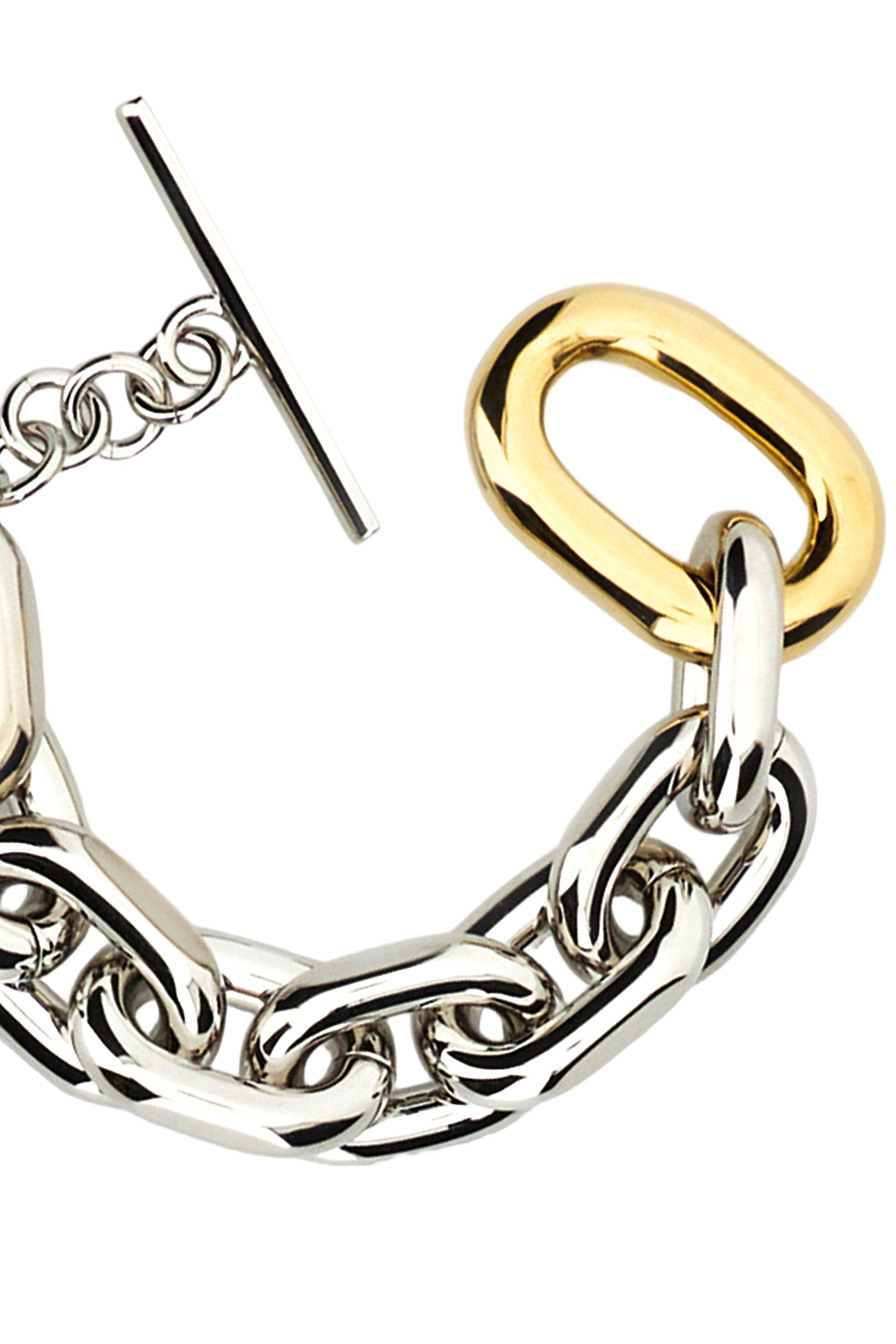 Intertwined Silver Chain Bracelet With Gold Detailing