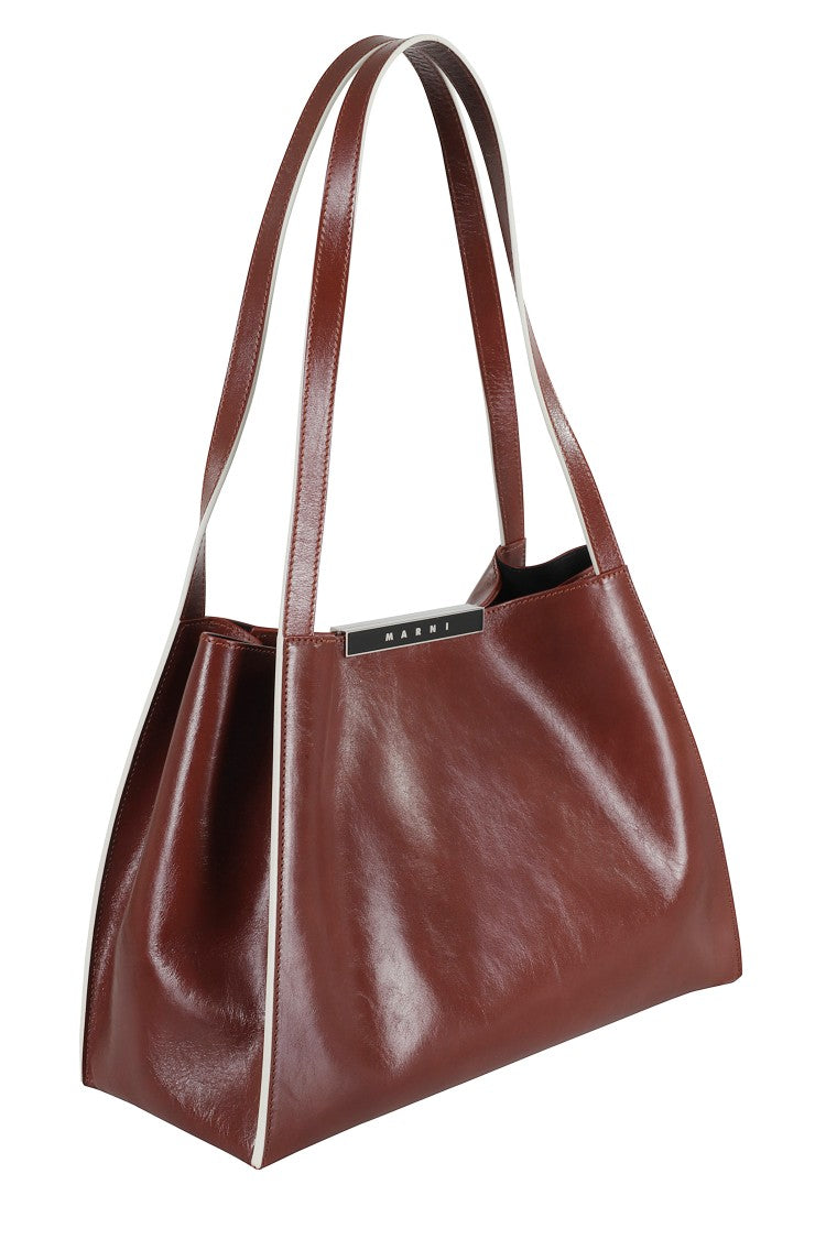 Bordeaux Shiny Leather Tote Bag