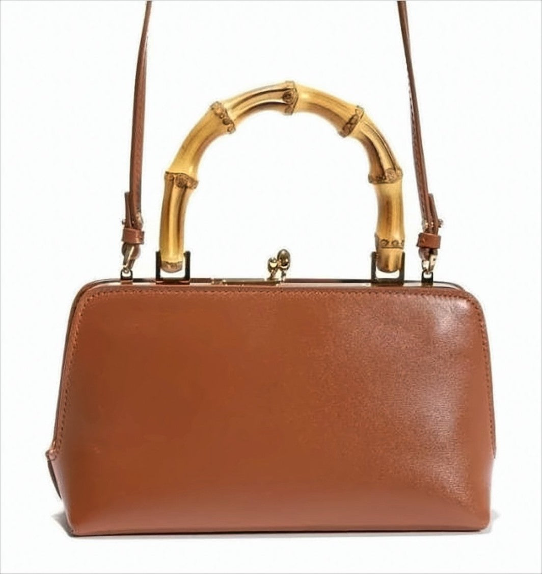 Rectangular Crossbody Bag with Bamboo-Style Handle