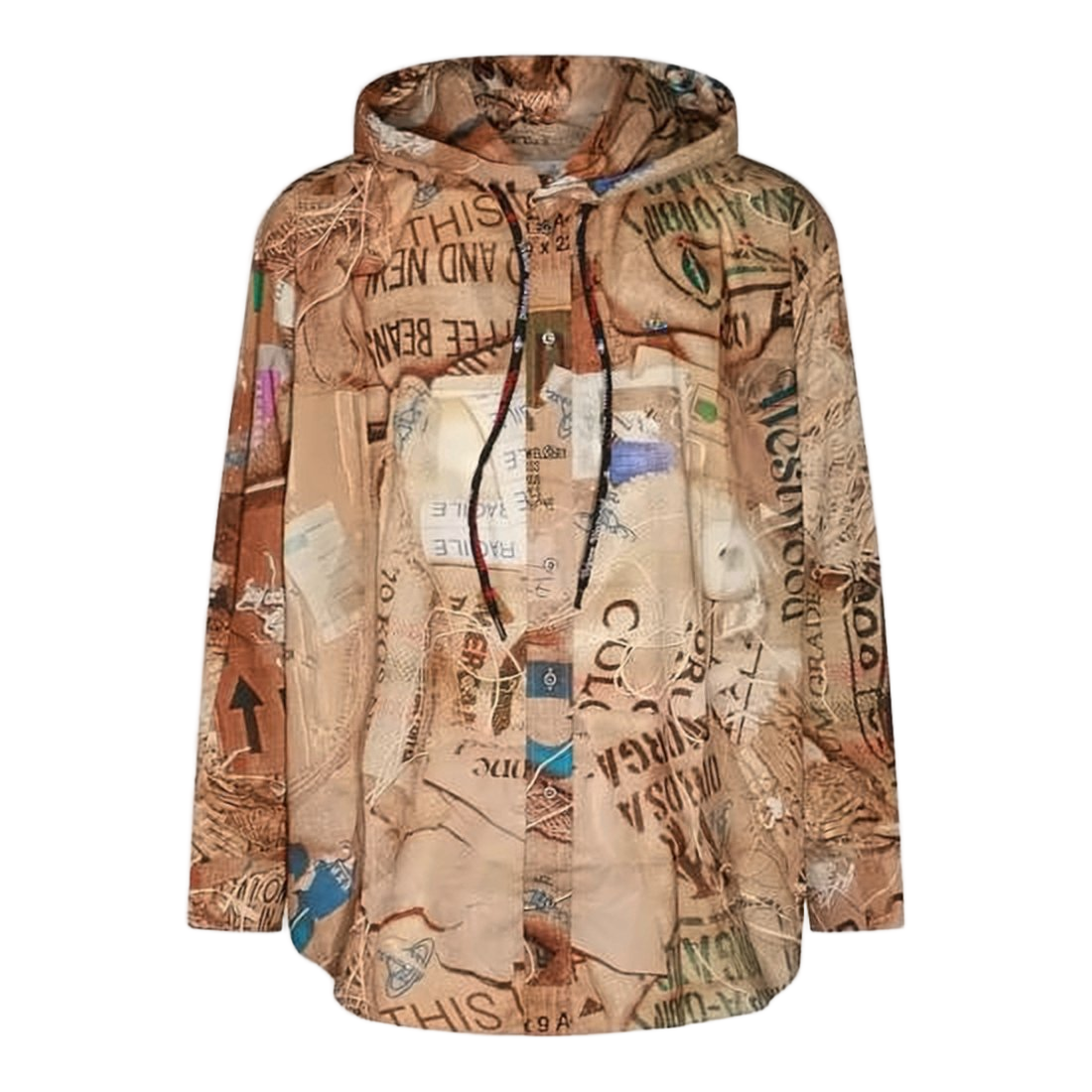 Artistic All-Over Printed Hoodie with Front Zipper