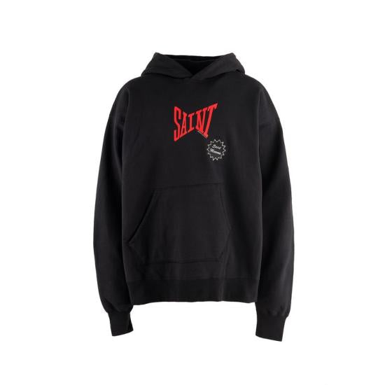 Relaxed Fit Black Hoodie With Graphic Design And Classic Kangaroo Pocket