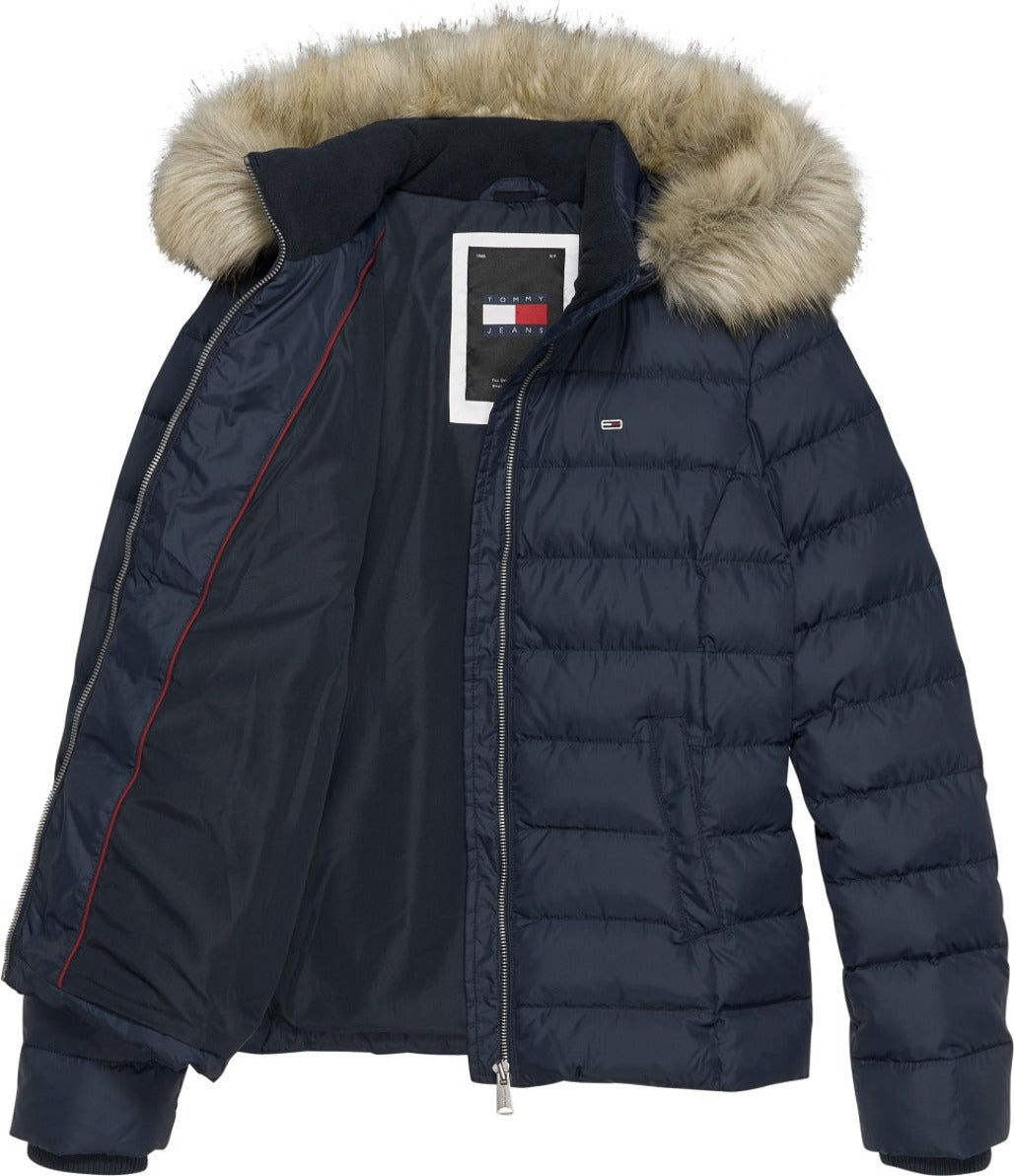 Down Jacket With Removable Hood And Cozy Feather Padding