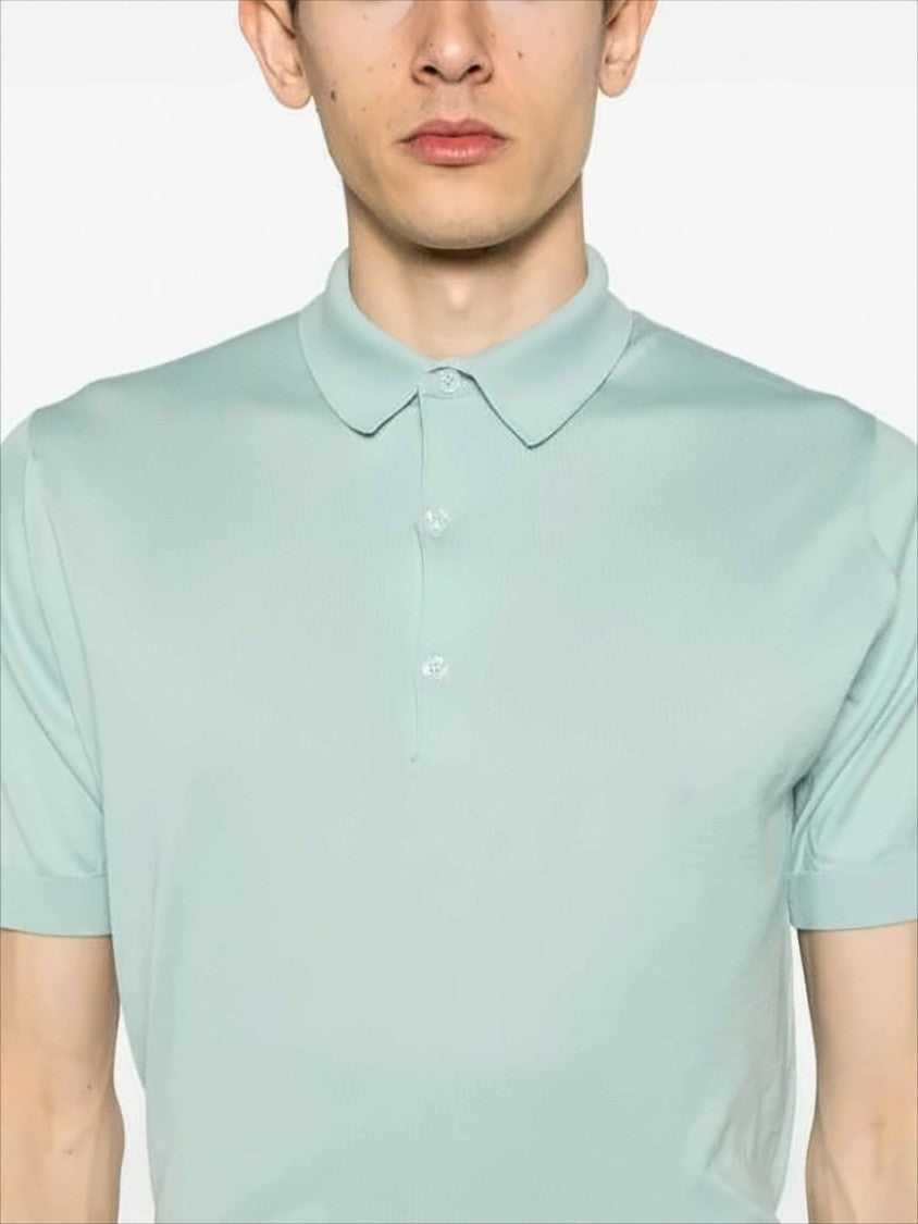 Short-Sleeved Polo Shirt With Classic Collar And Ribbed Cuffs