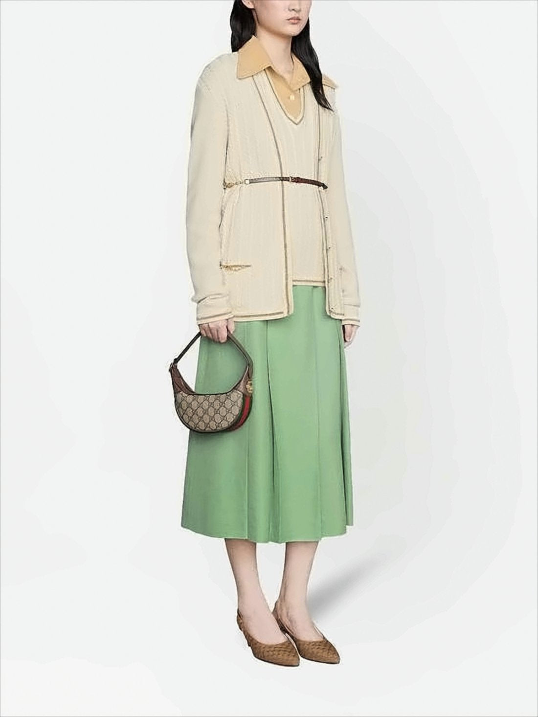 Crescent-Shaped Shoulder Bag with Monogram Canvas