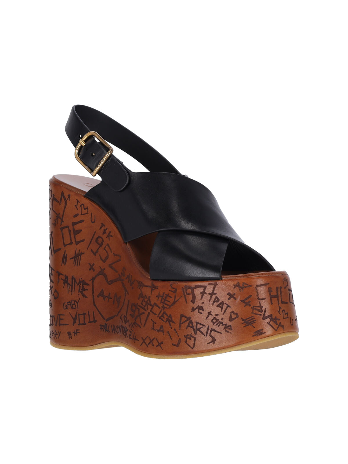 Black Wedge Sandals
