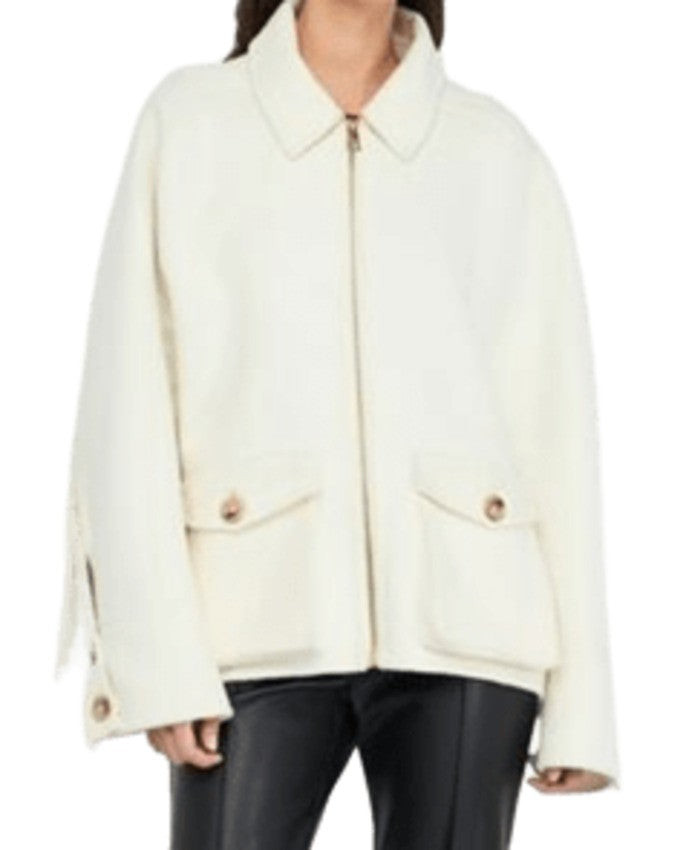 Fringed Detail Short Jacket with Buttoned Cuffs