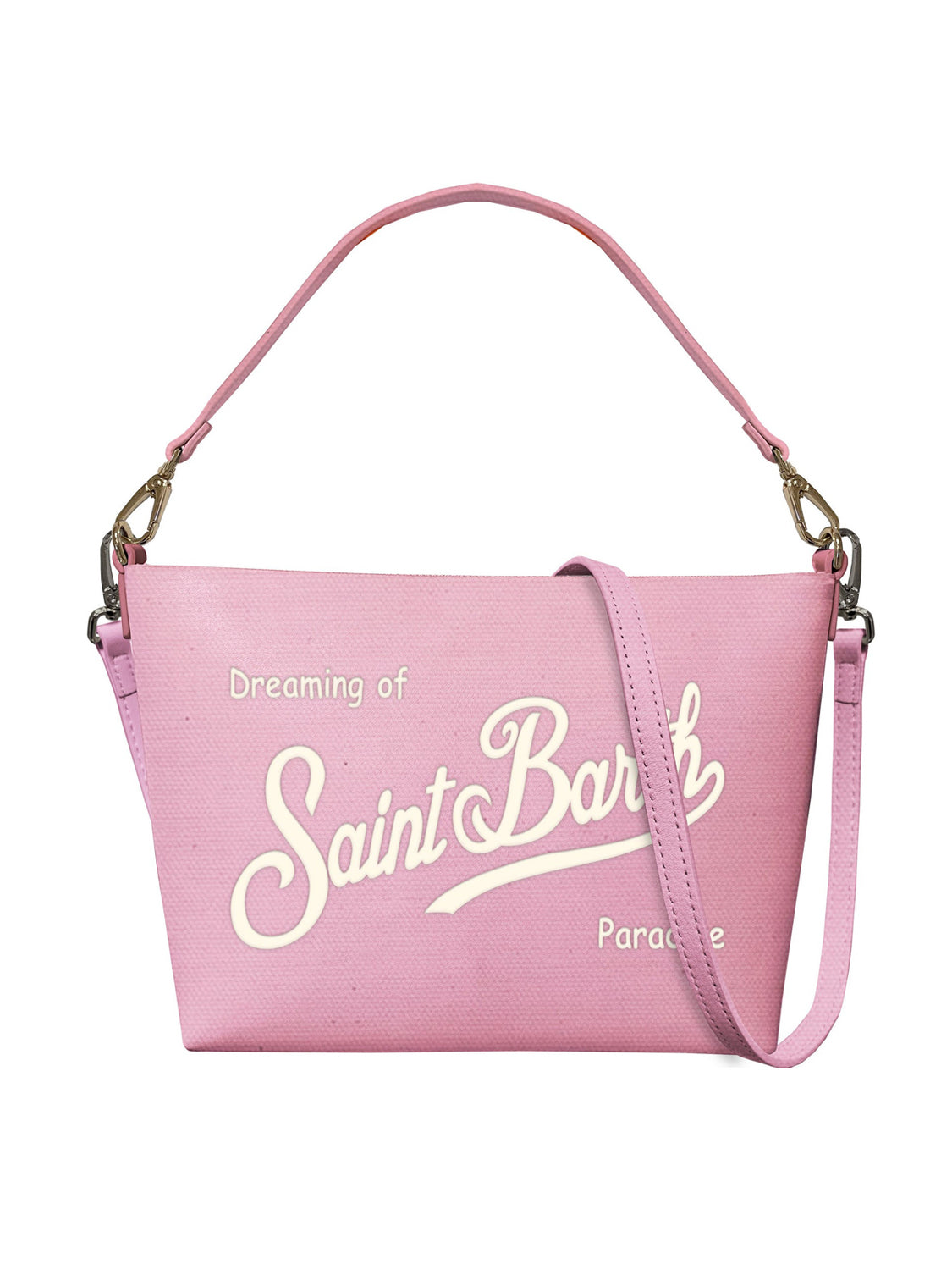 Rectangular Smooth Pink Handbag with Gold-tone Hardware