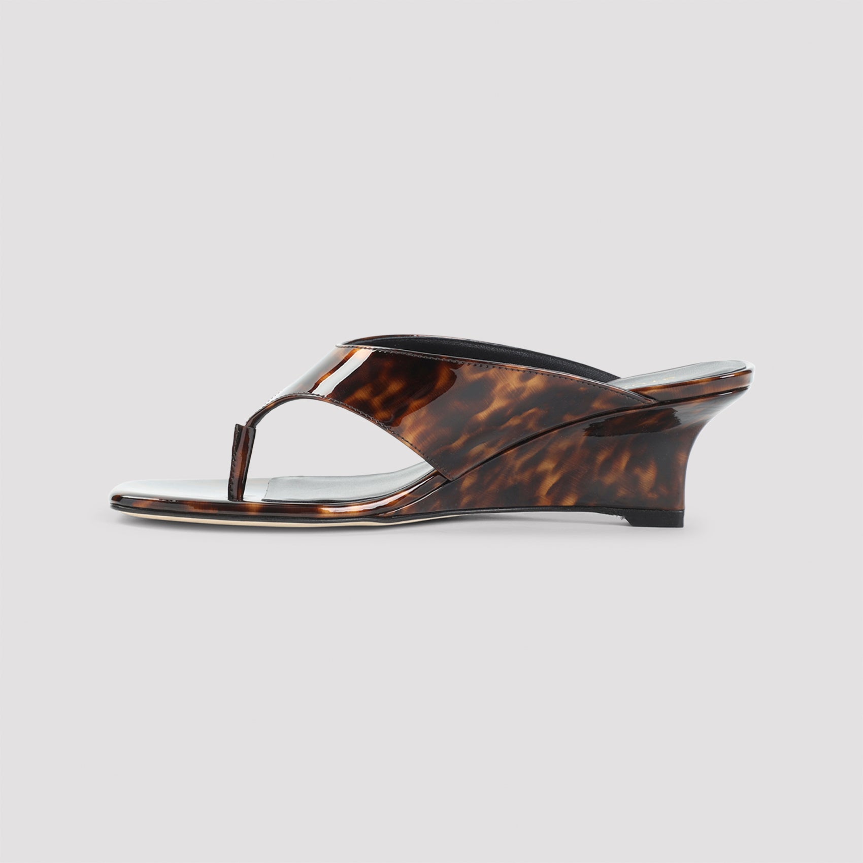 Wedge Sandals with Glossy Tortoiseshell Pattern