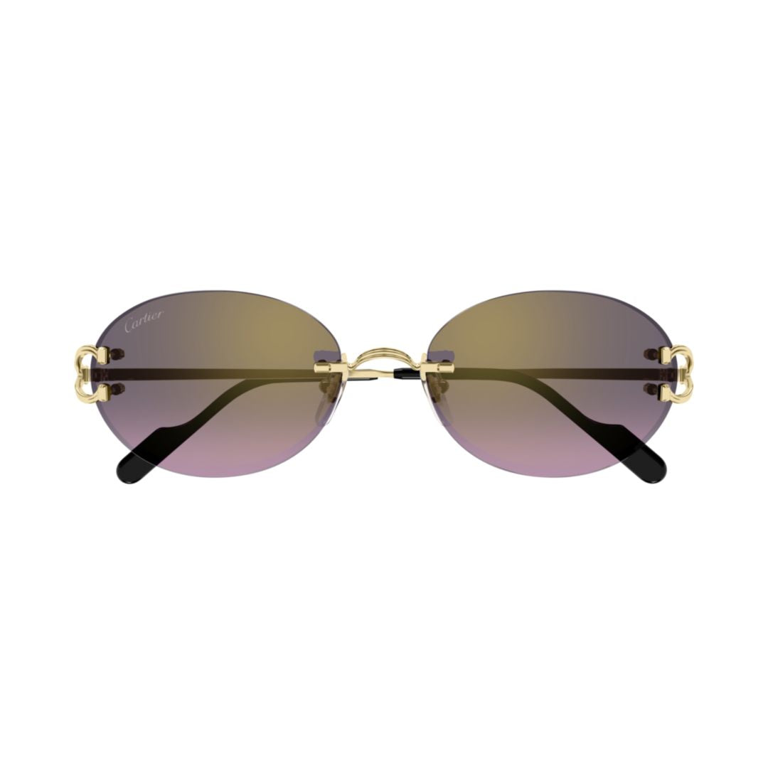 Rimless Sunglasses With Oval Lenses And Gold-Tone Temples