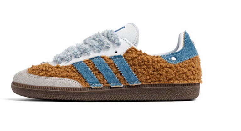 Custom Brown Textile Samba Sneakers