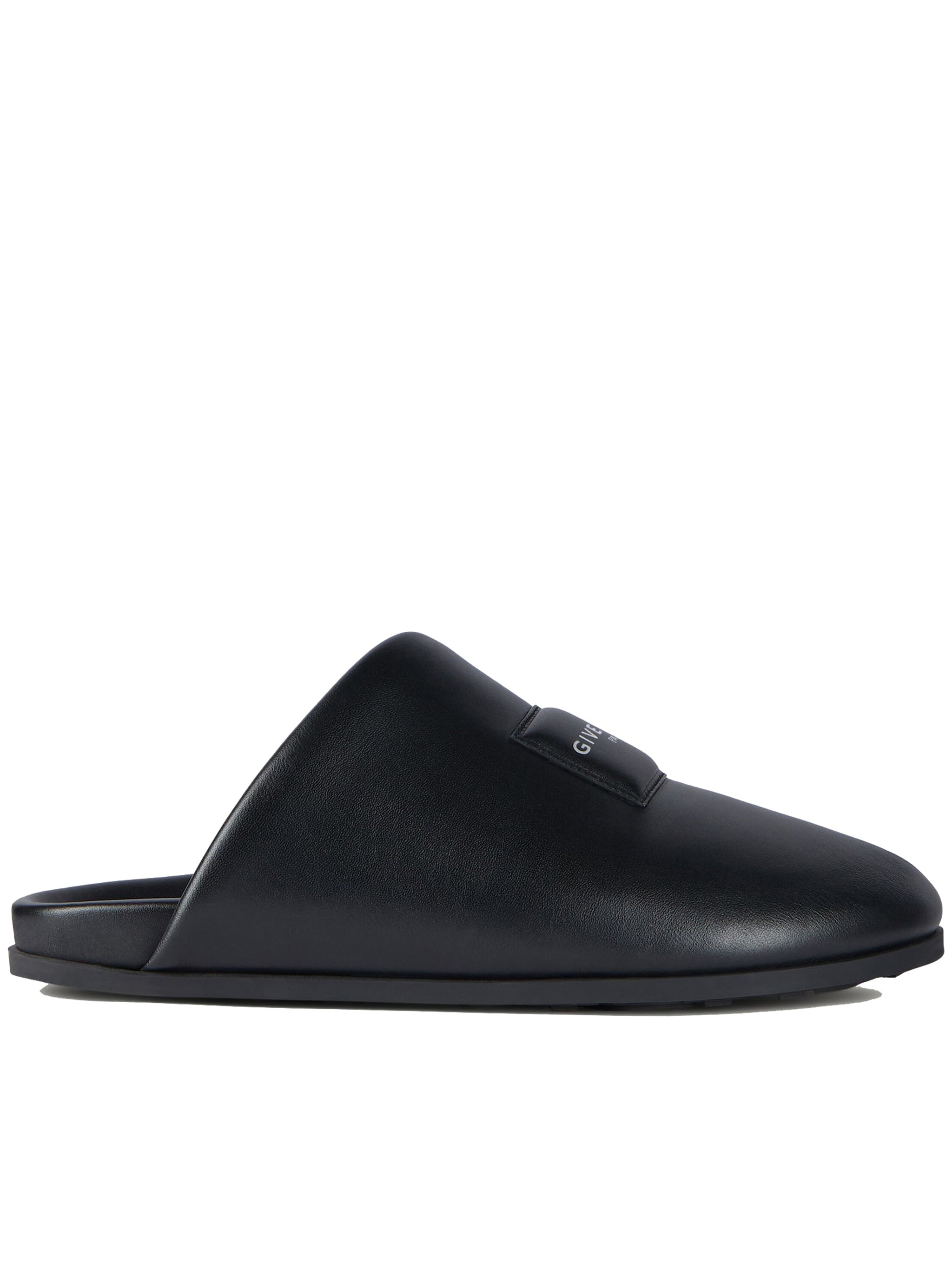 Puffy Black Lamb Skin Pointed Mules