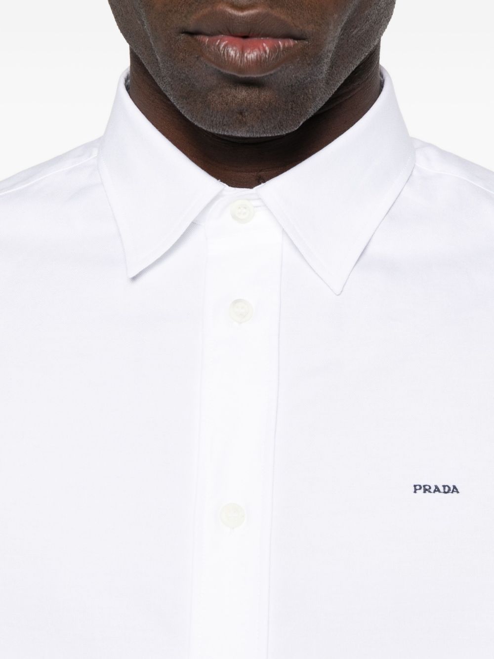 Tailored White Button-Up Shirt With Pointed Collar
