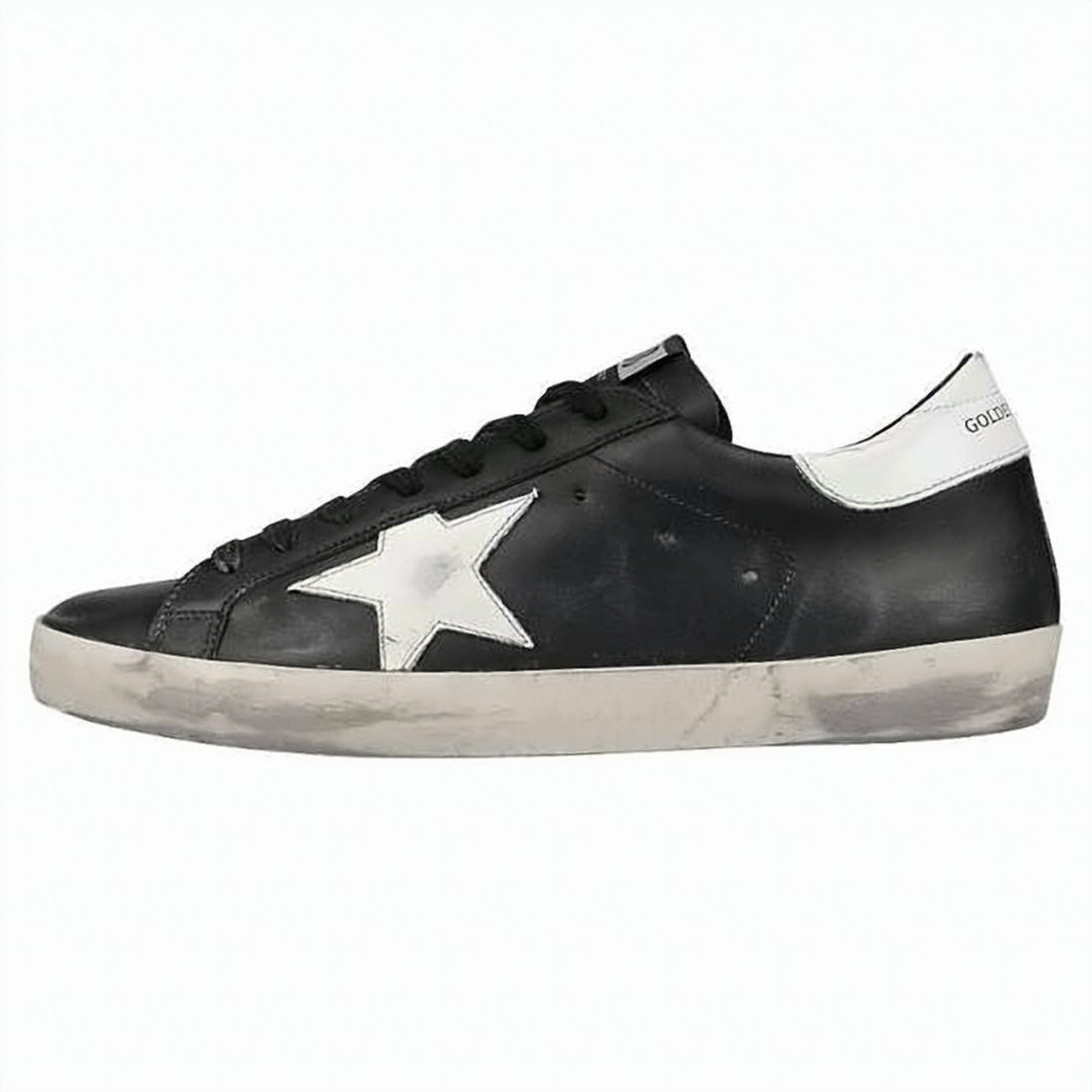 Distressed Black Leather Sneakers