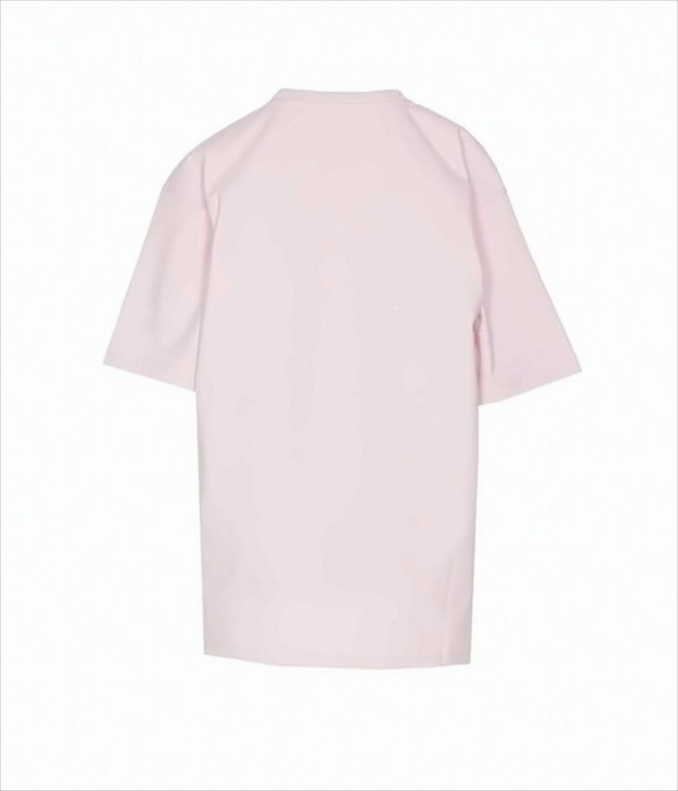 Soft Pink Relaxed-Fit T-Shirt With Heart-Embossed Detail