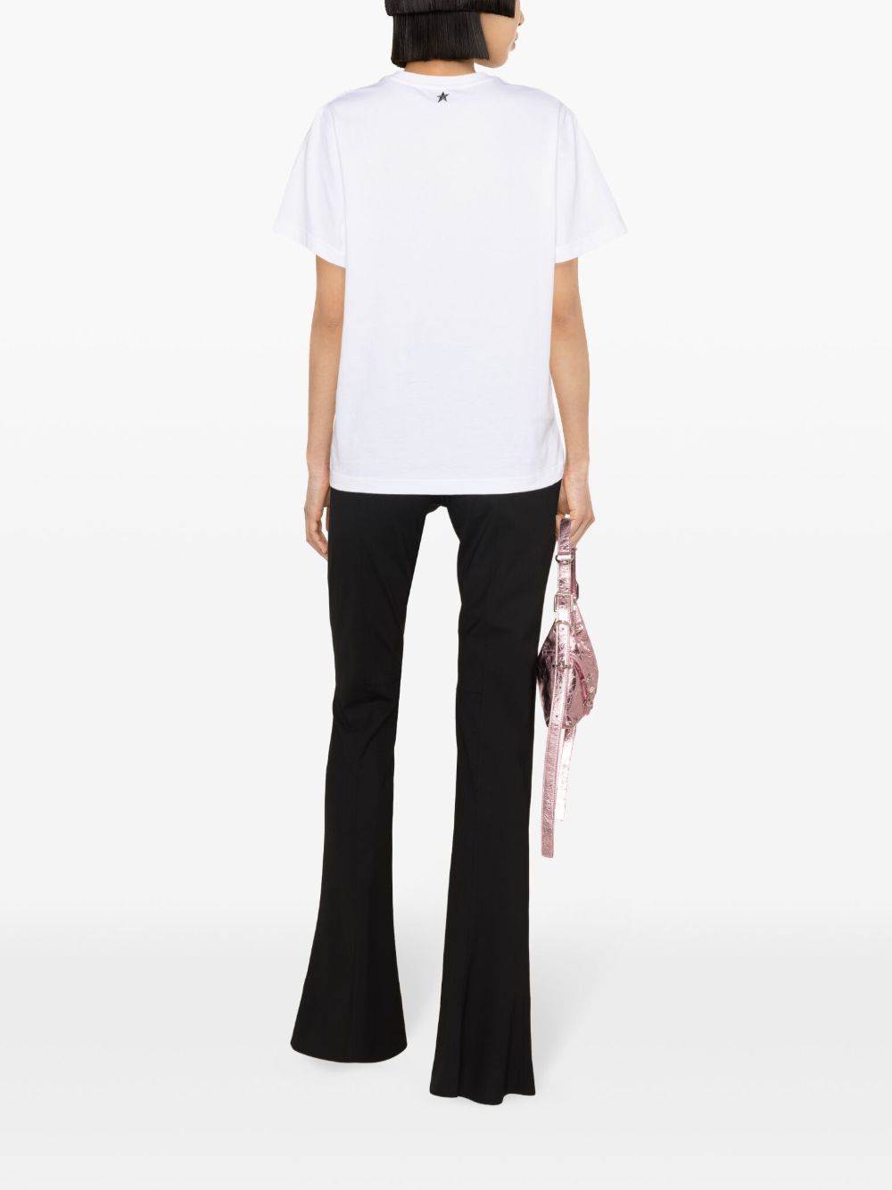 Textured Appliqué Logo White Cotton Jersey Top