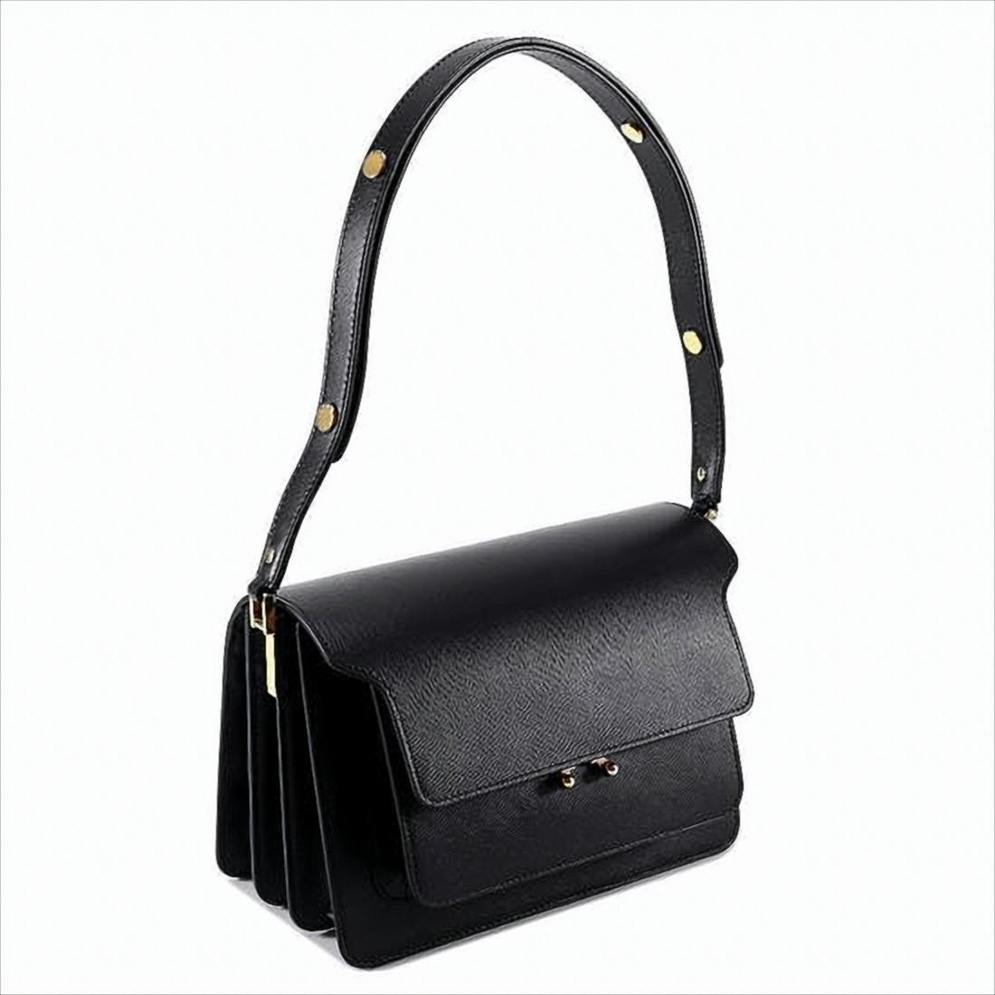 Structured Crossbody Bag in Smooth Calf Leather with Adjustable Strap
