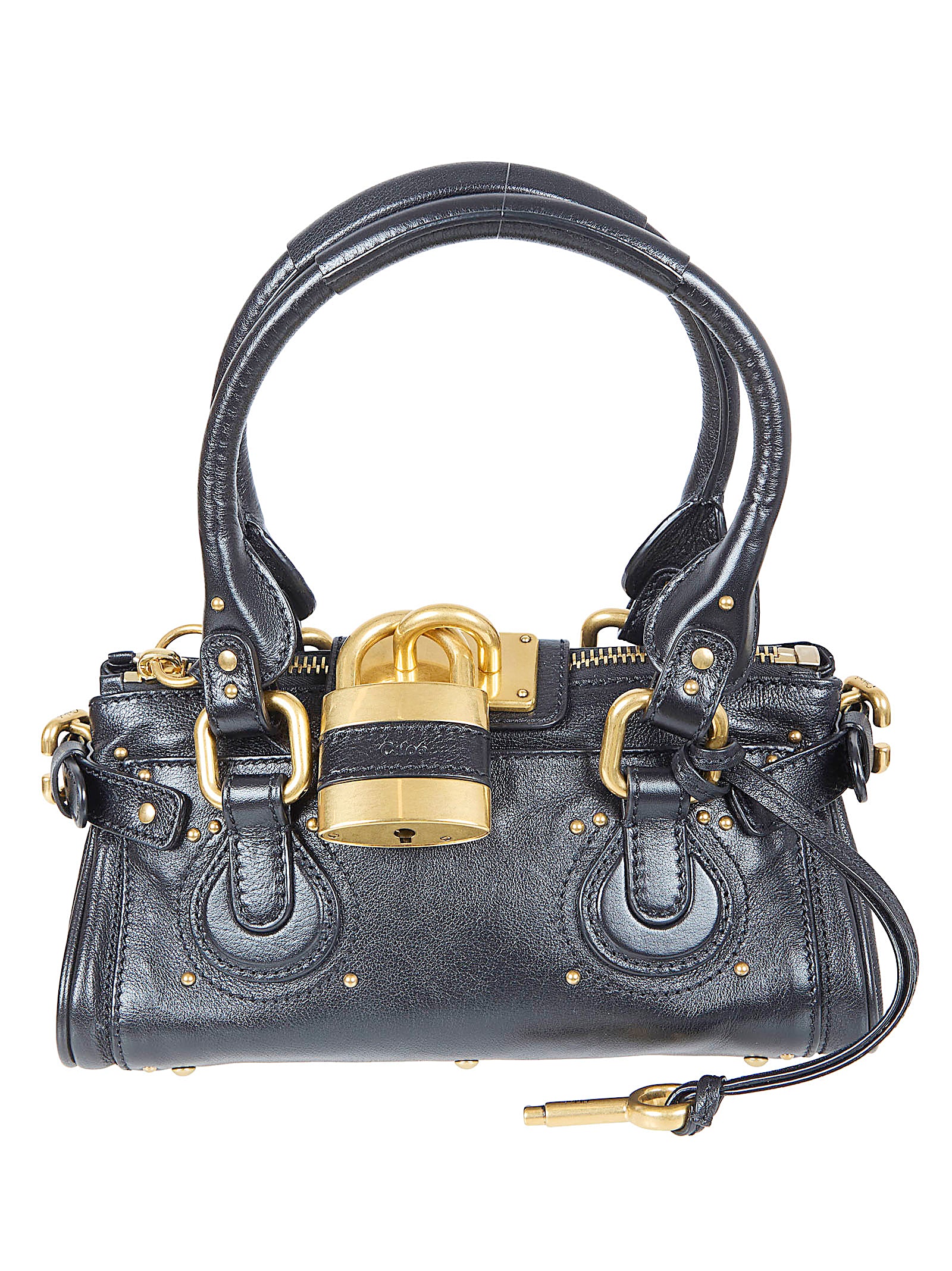 Cylindrical Structured Handbag in Smooth Leather with Gold-Tone Hardware