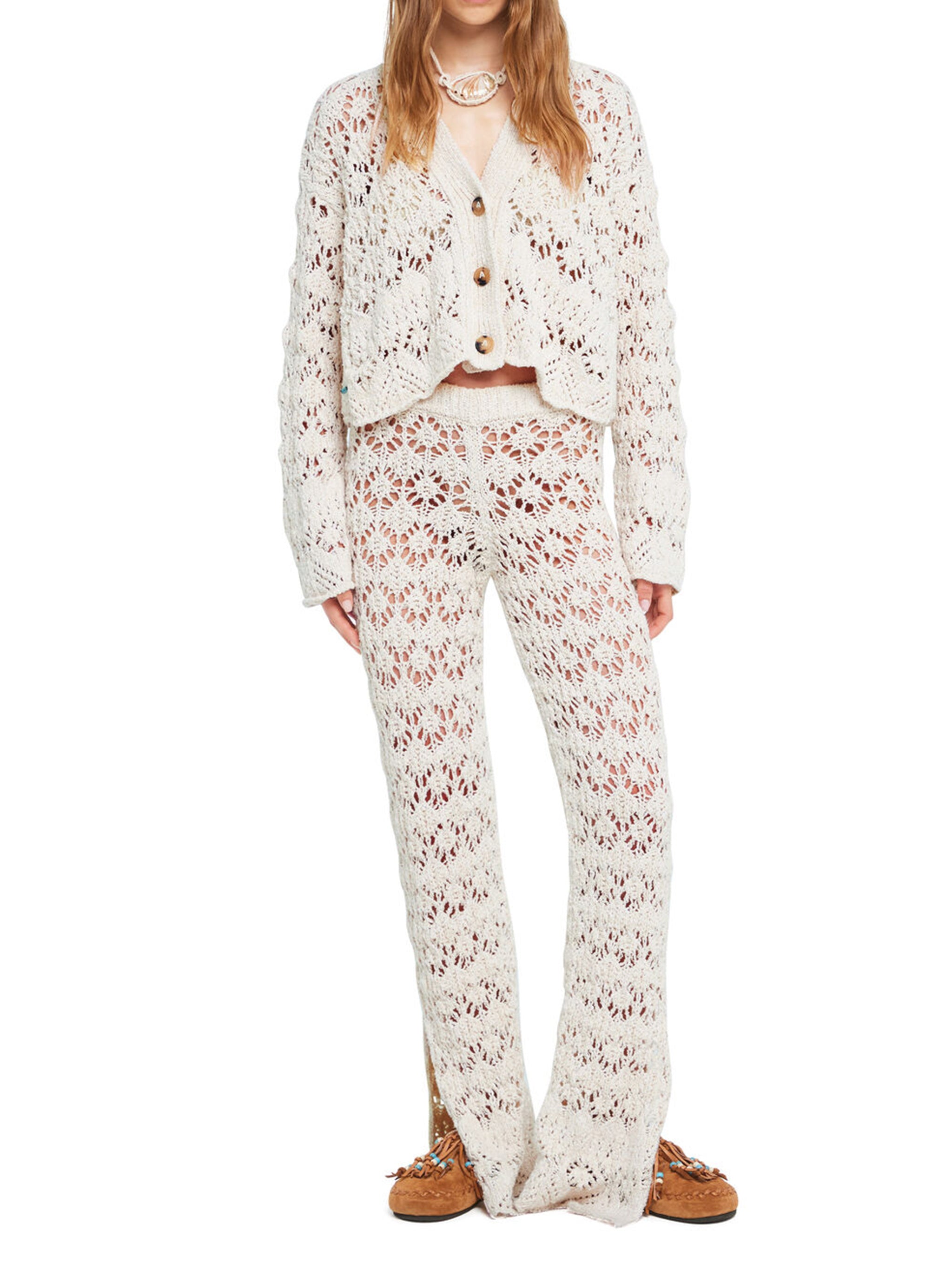 Blue Lagoon Romance Open-Knit Cotton Cardigan