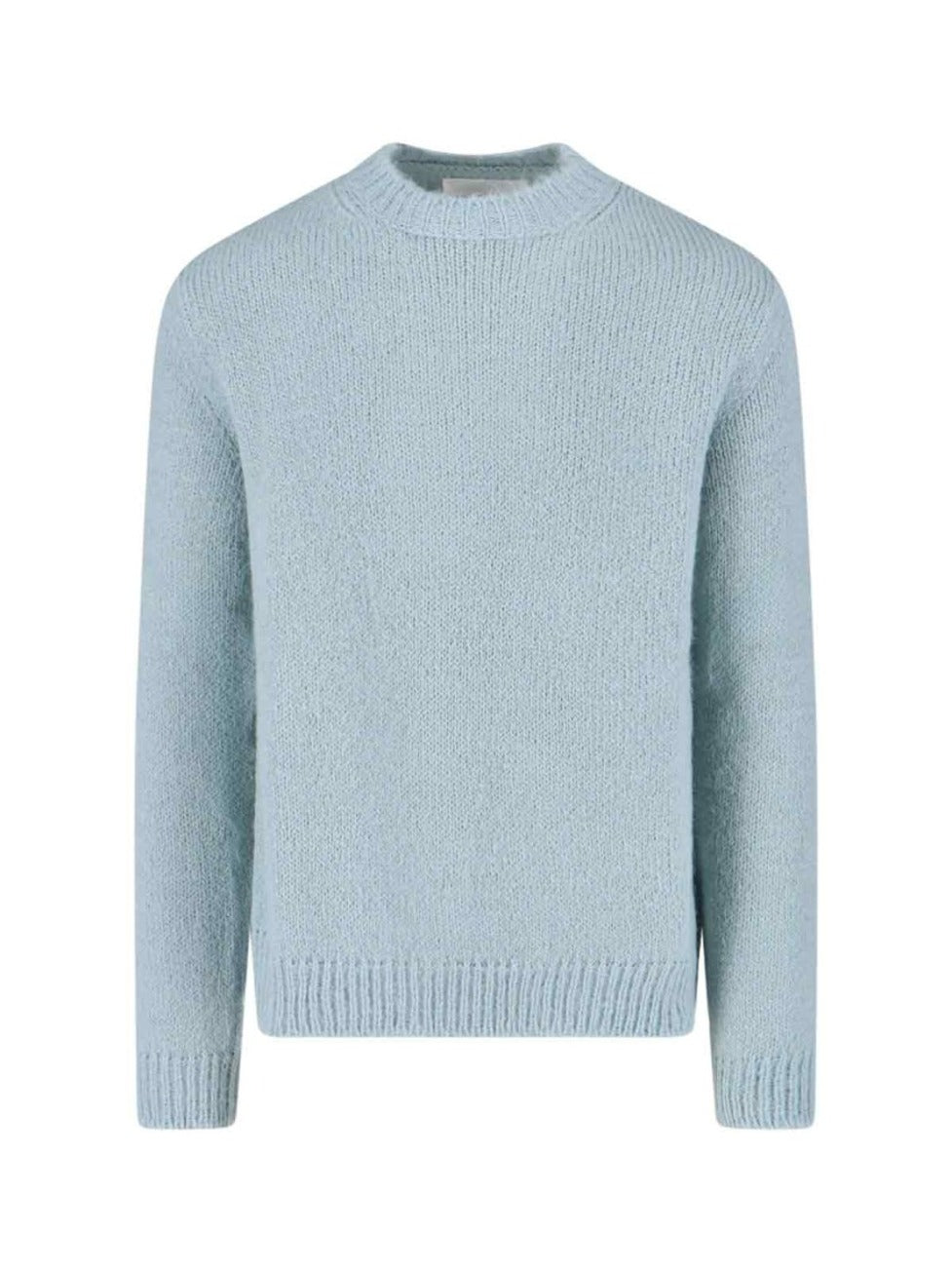 Knitted Crewneck Sweater In Light Blue Alpaca-Wool Blend