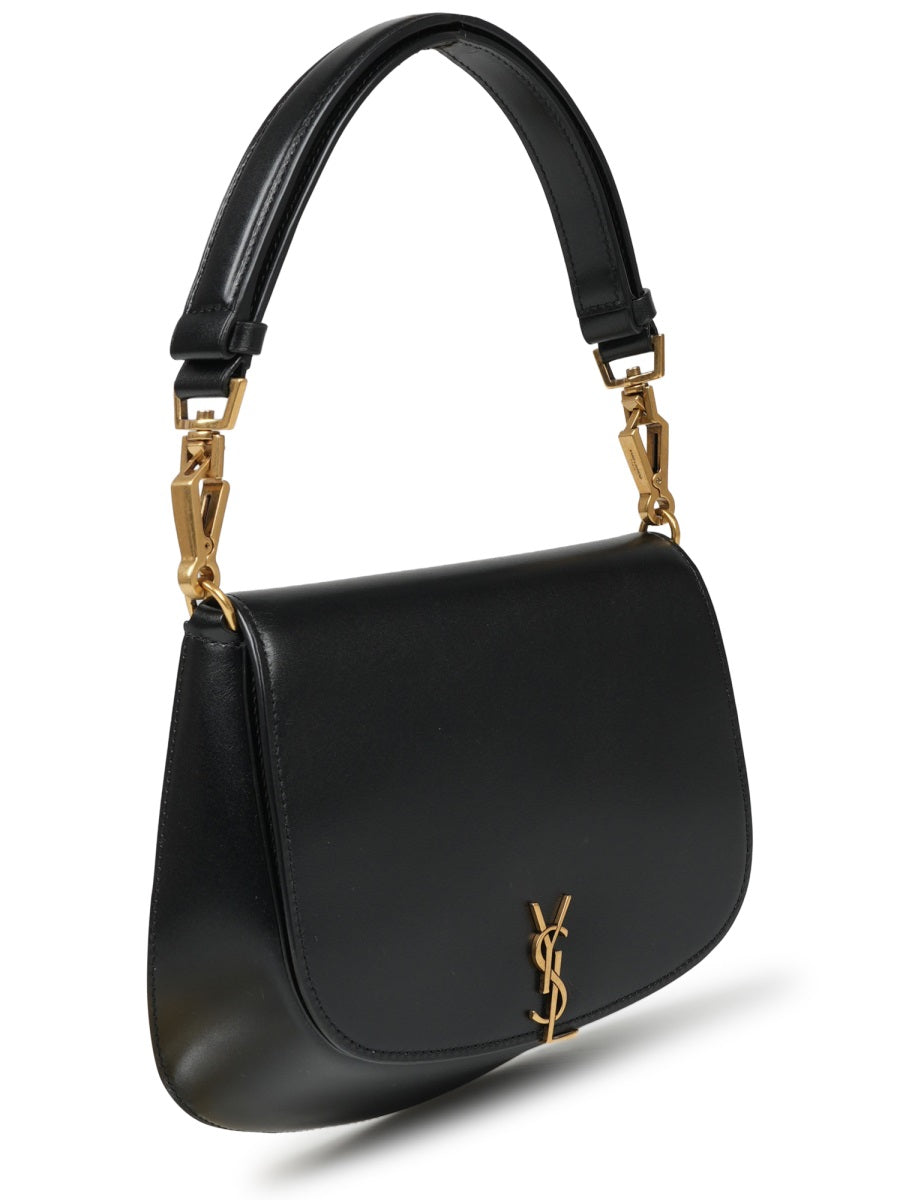 Curved Silhouette Black Calfskin Shoulder Bag