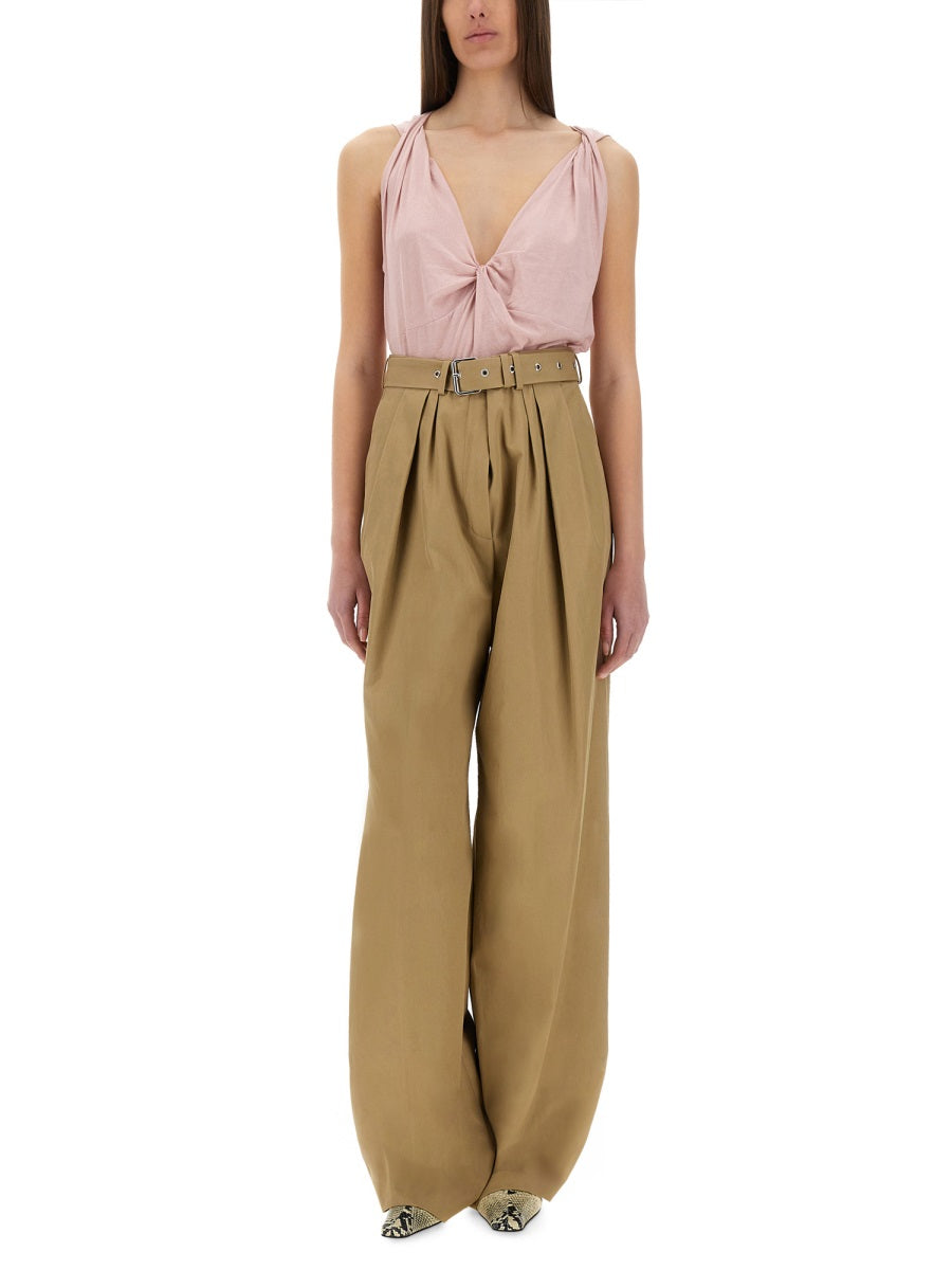 Wide-Leg Pants With Matching Belt For Comfort