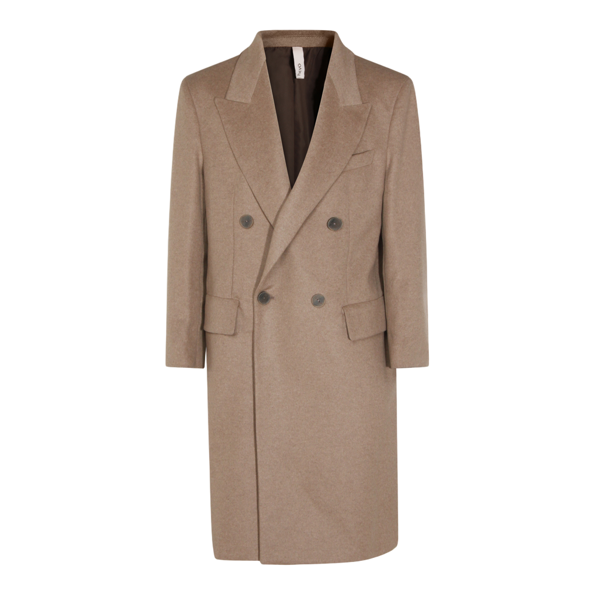 Long Double-Breasted Coat with Classic Lapel