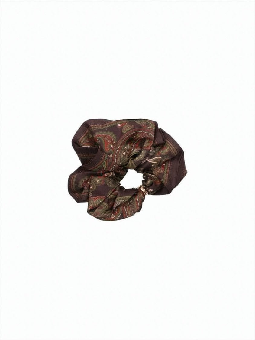 Silk Scrunchie with Rich Paisley Pattern
