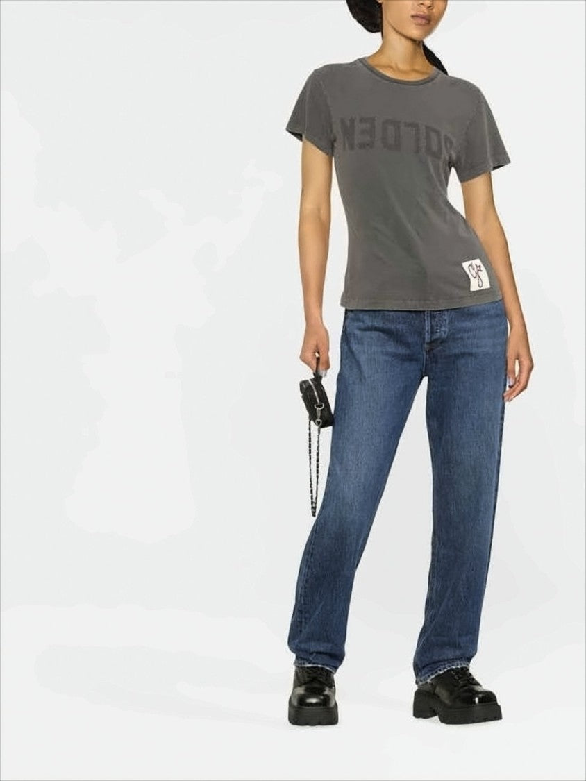 Distressed Charcoal Grey Short-Sleeved T-Shirt With Star Patch
