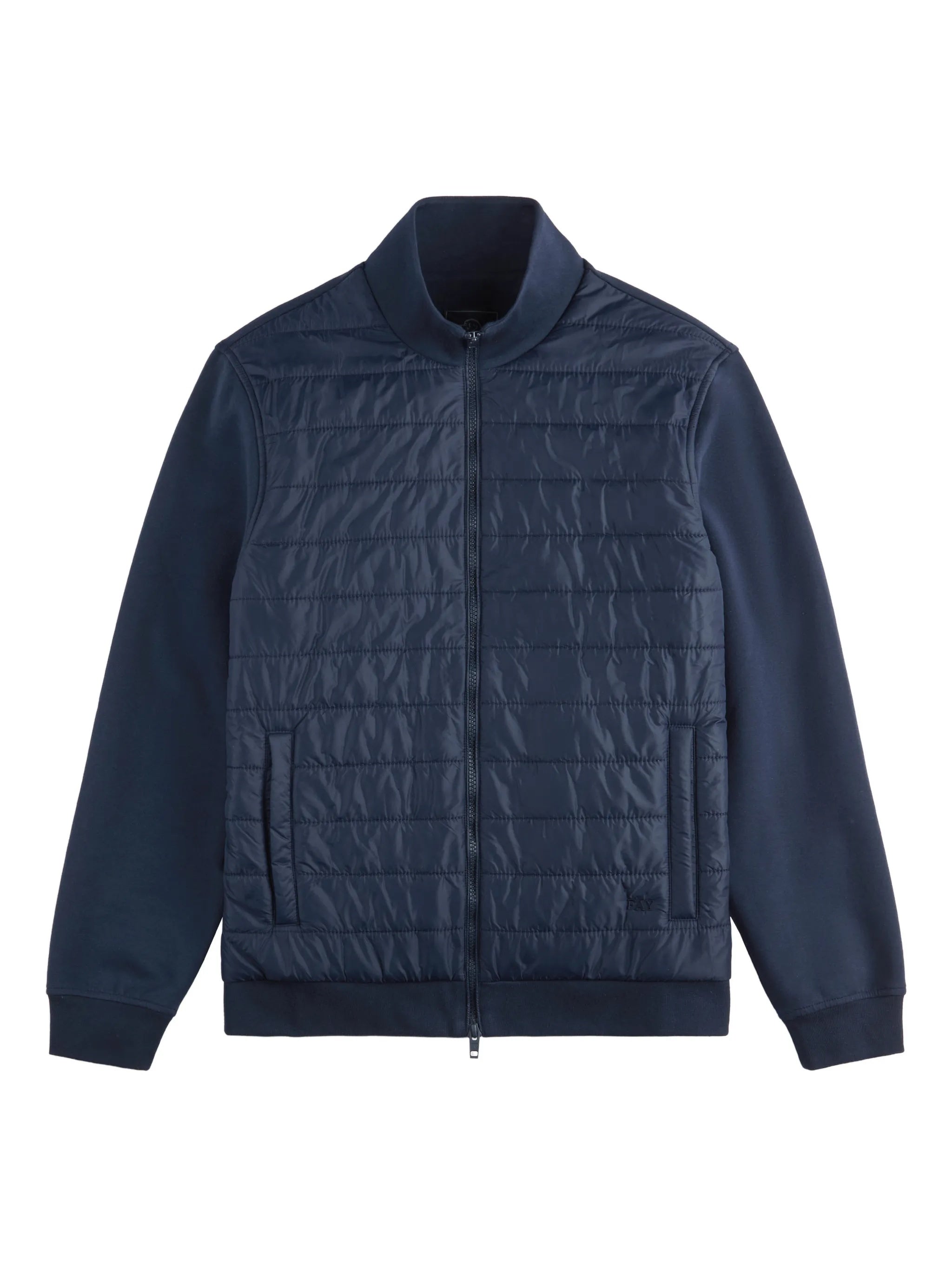 Quilted Front Panel Smooth Fabric Jacket