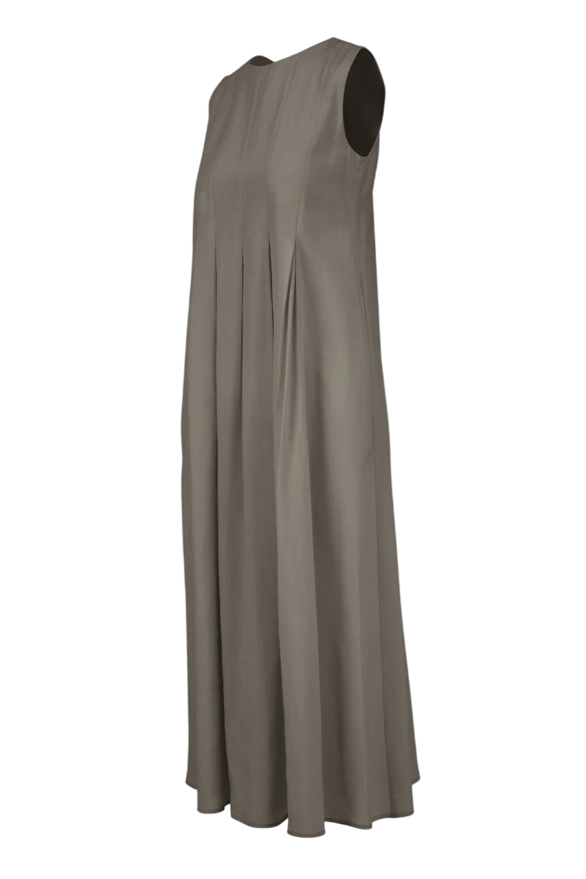 Maxi Cream Dress with Printed Design