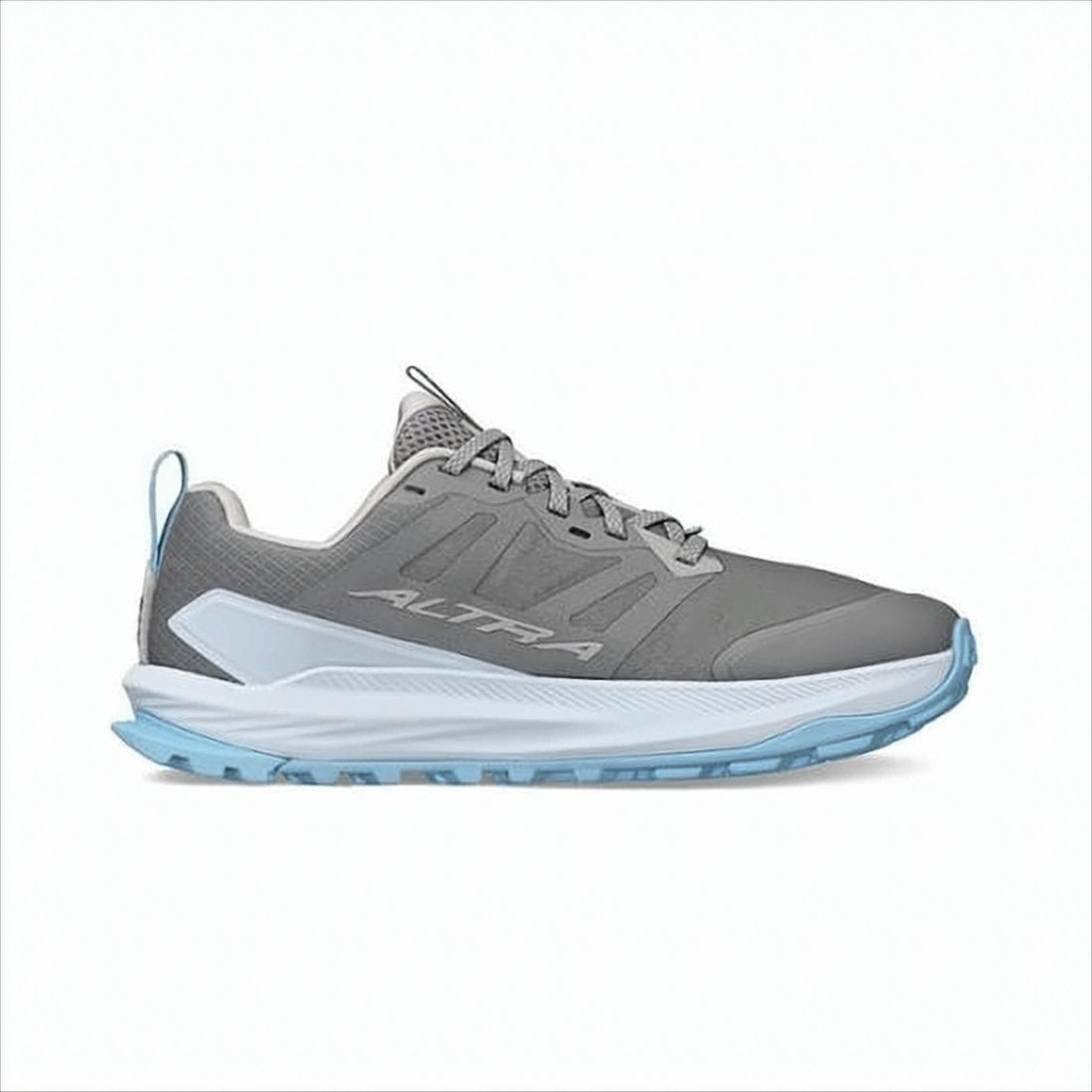 Grey Athletic Shoes with Light Blue Accents