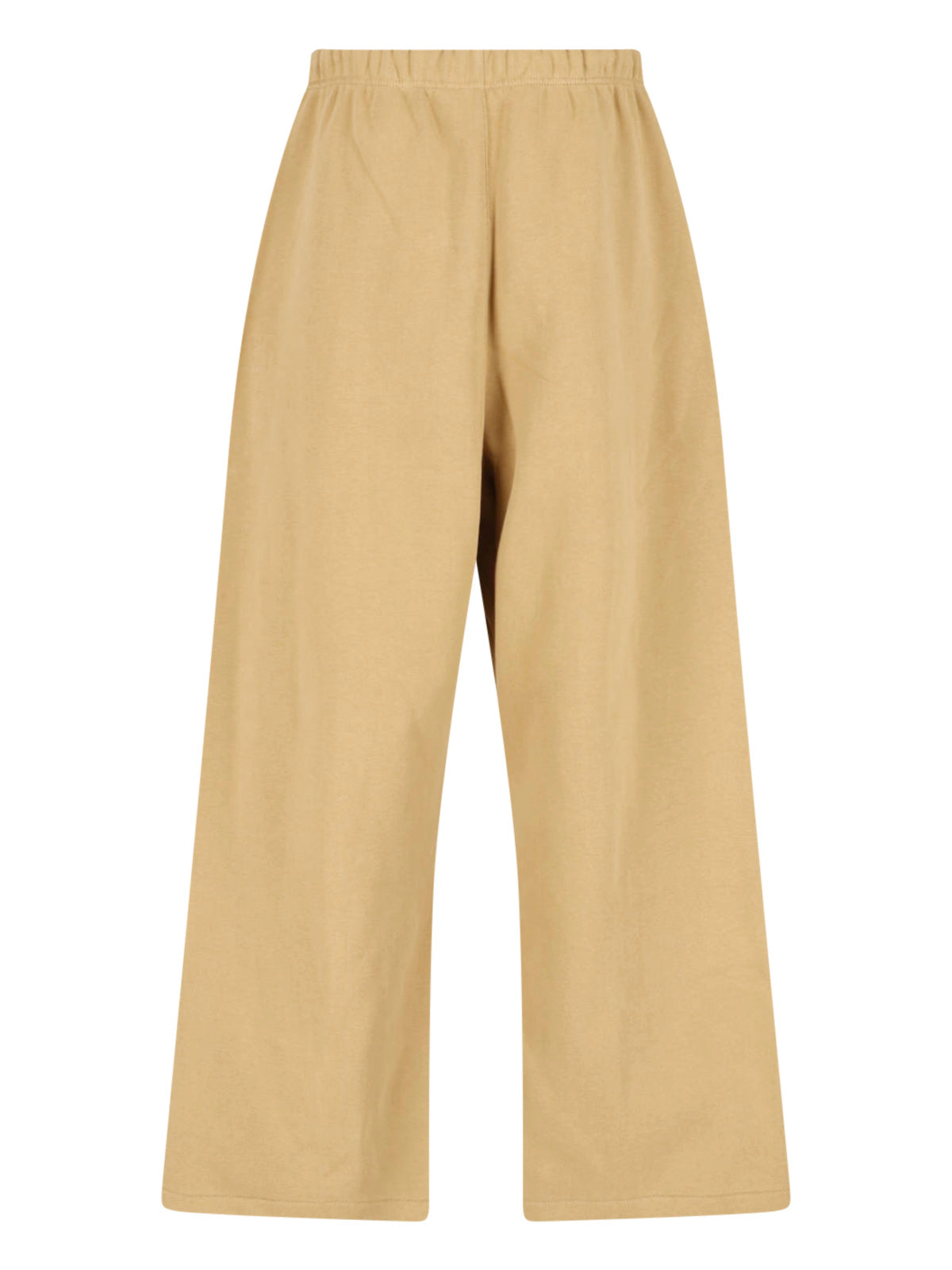 Beige Wide-Leg Cropped Tonal Embroidered Trousers