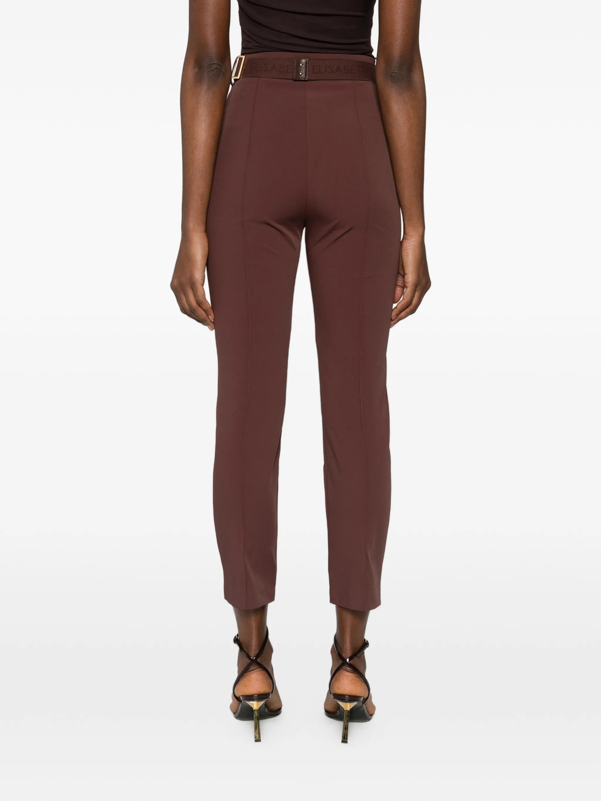 Cropped Tailored High Waist Belted Pants
