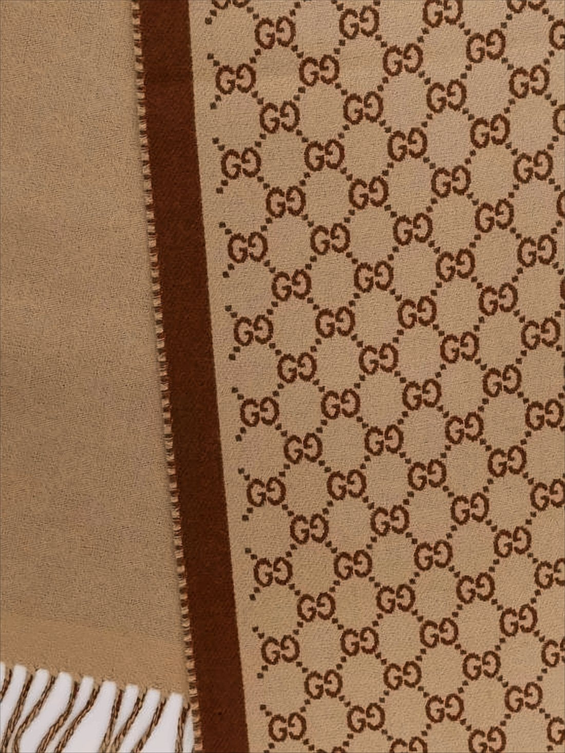 Rectangular Wool Scarf with Interlocking Double-G Pattern