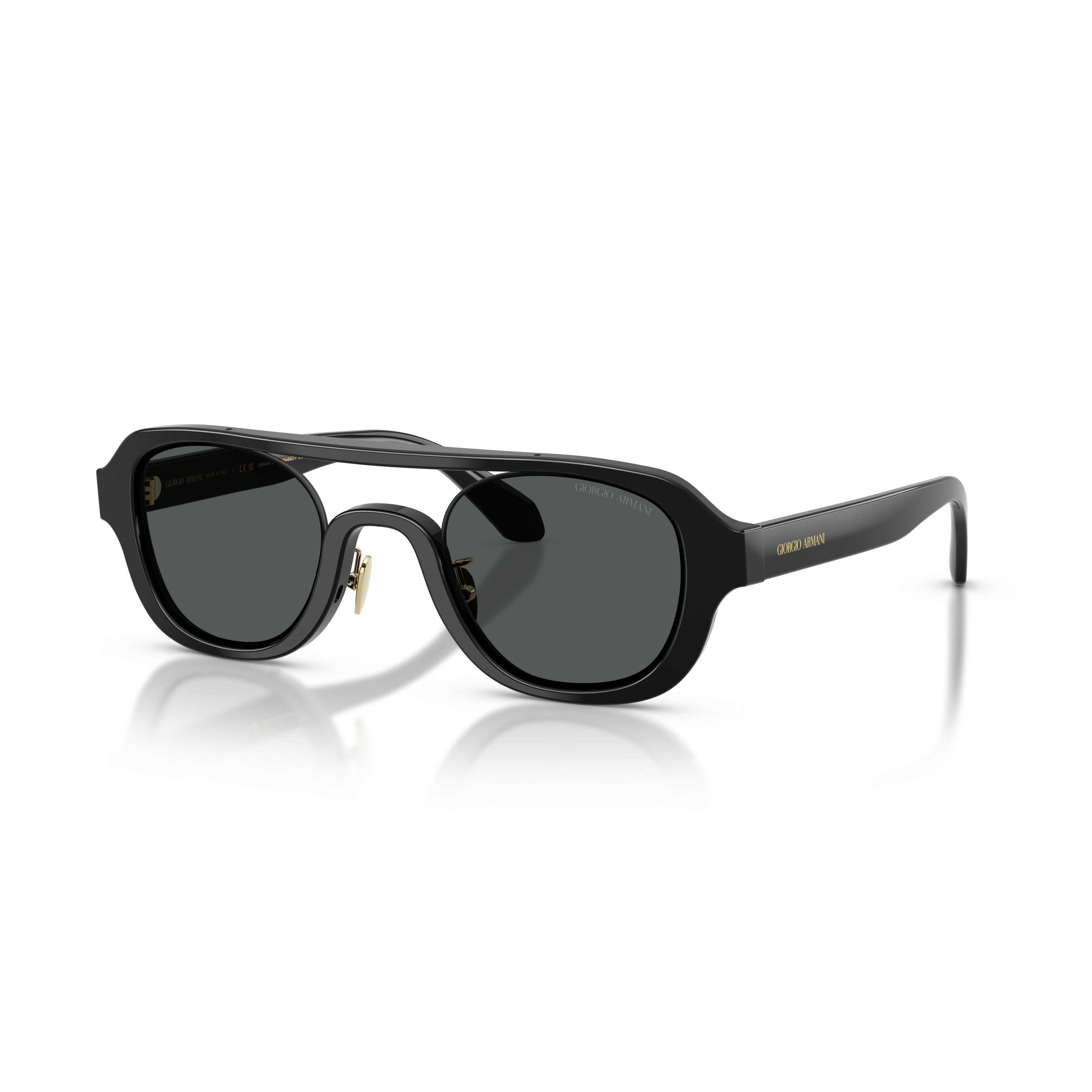 0ar8247 Bold Rectangular Frame Sunglasses with Gold Accents