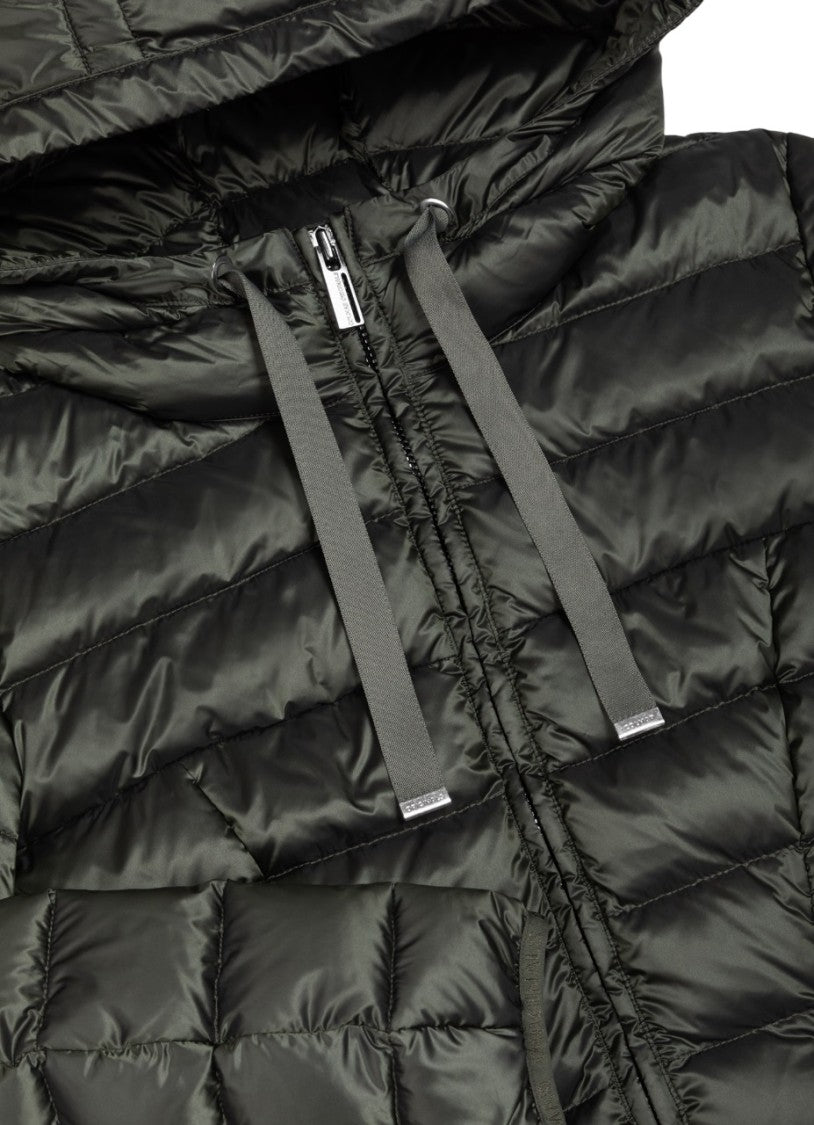 Tailored Quilted Down Coat with Adjustable Hood
