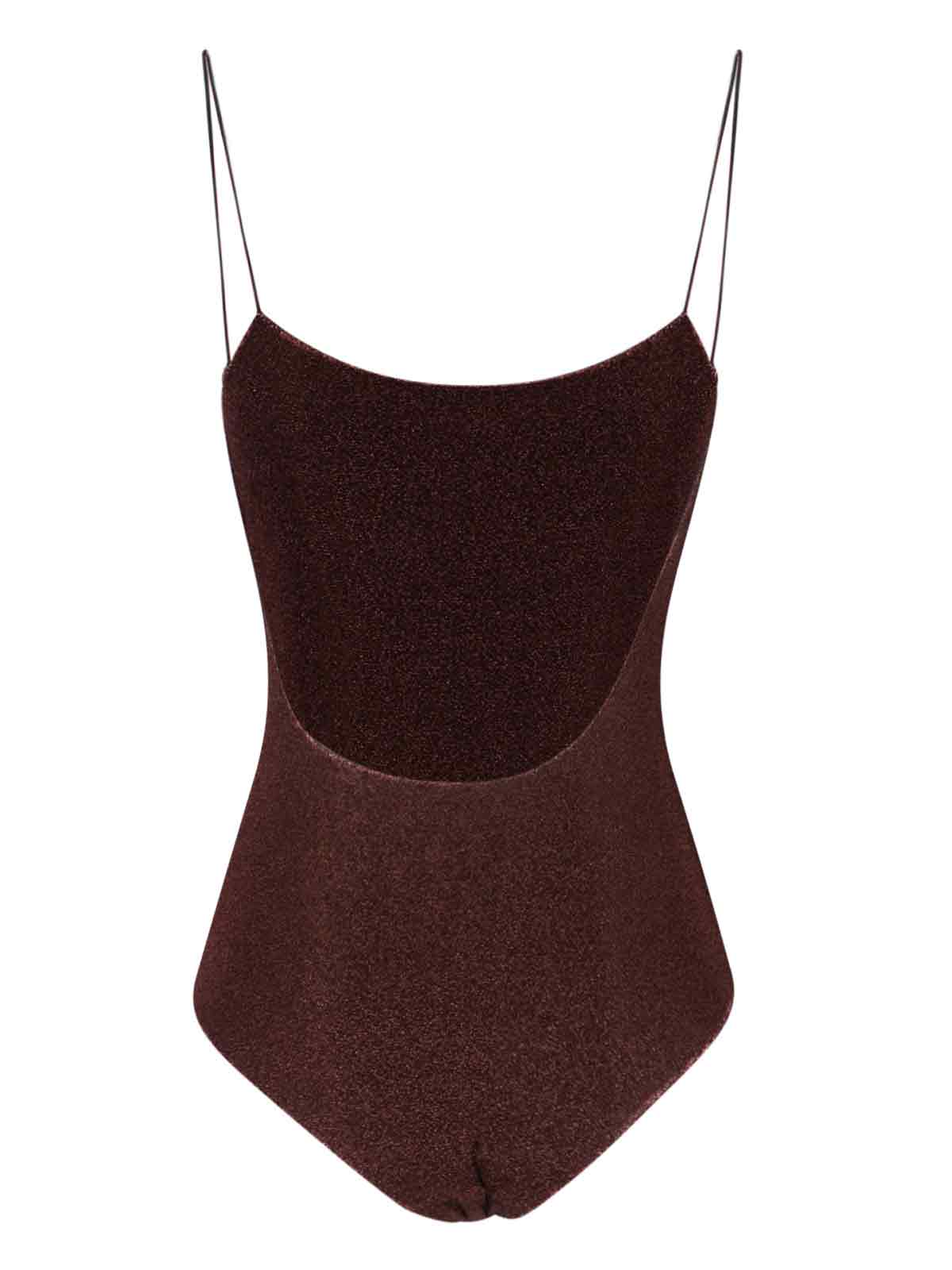 “Lumière” Metallic One-Piece Swimsuit – Brown