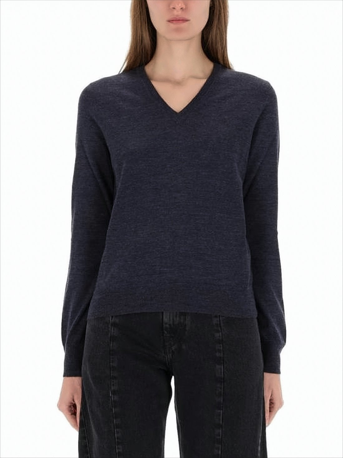 Relaxed-Fit V-Neck Sweater with Subtle Stitching Details