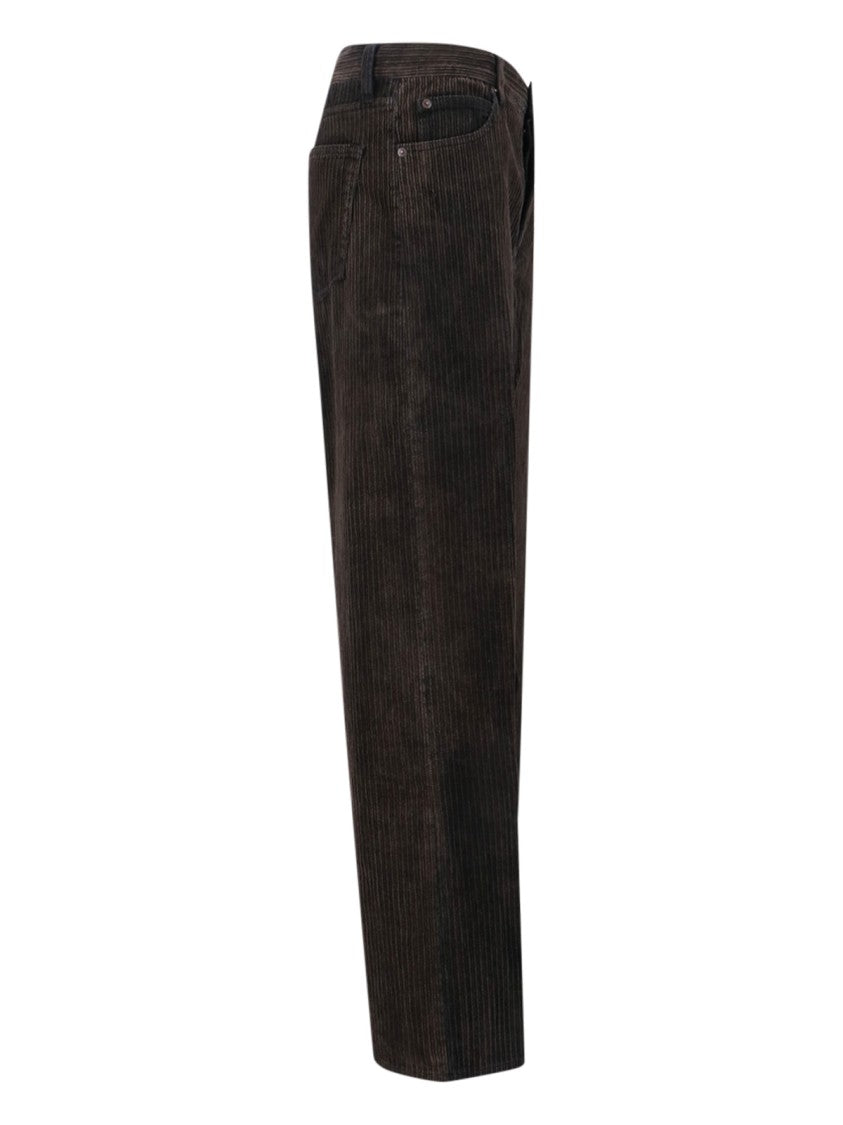 Tailored Brown Trousers With Mid-Rise Waist
